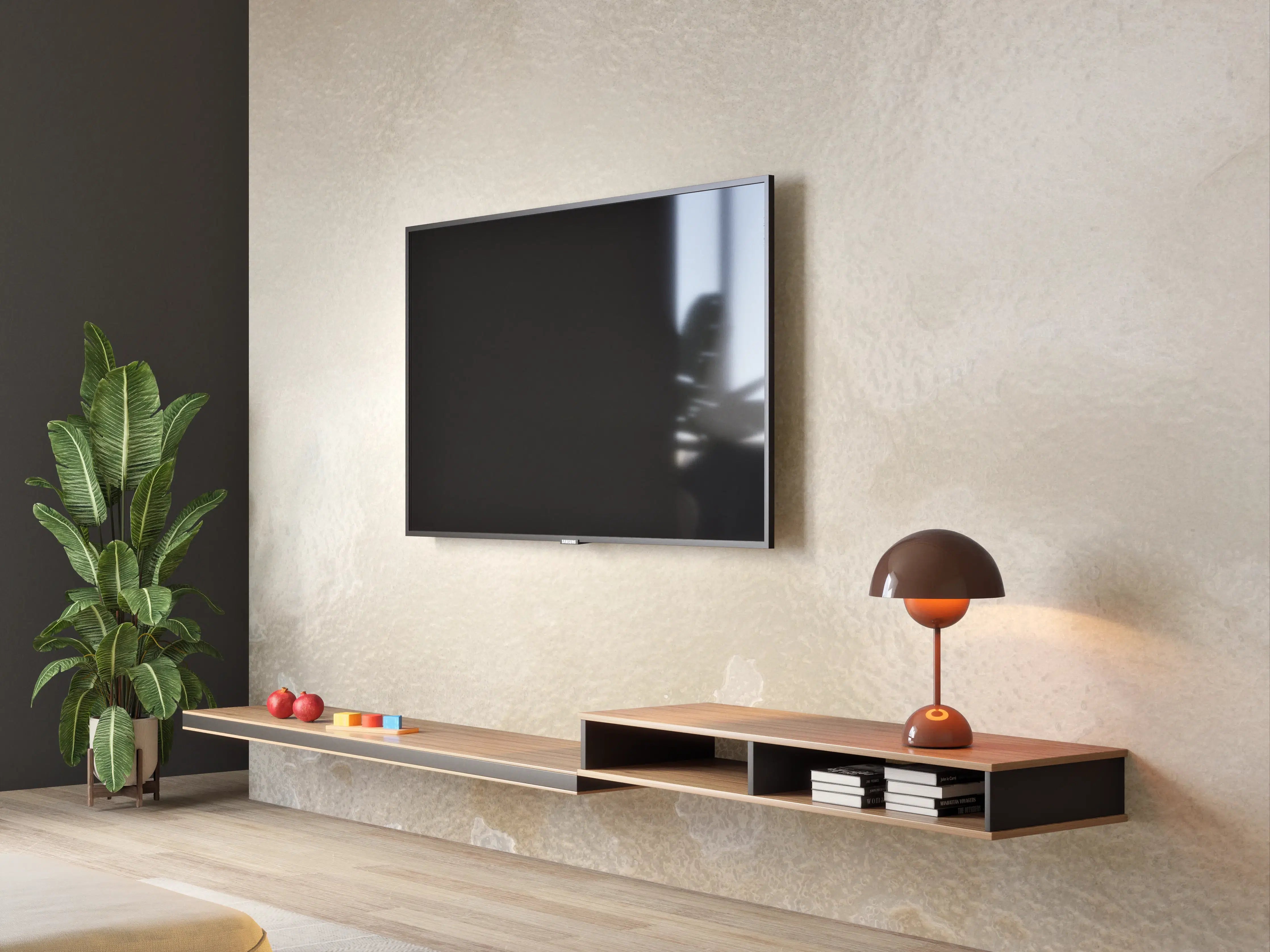 Wandverkleidung Wohnzimmer - Wand aus Naturstein mit warmer Optik