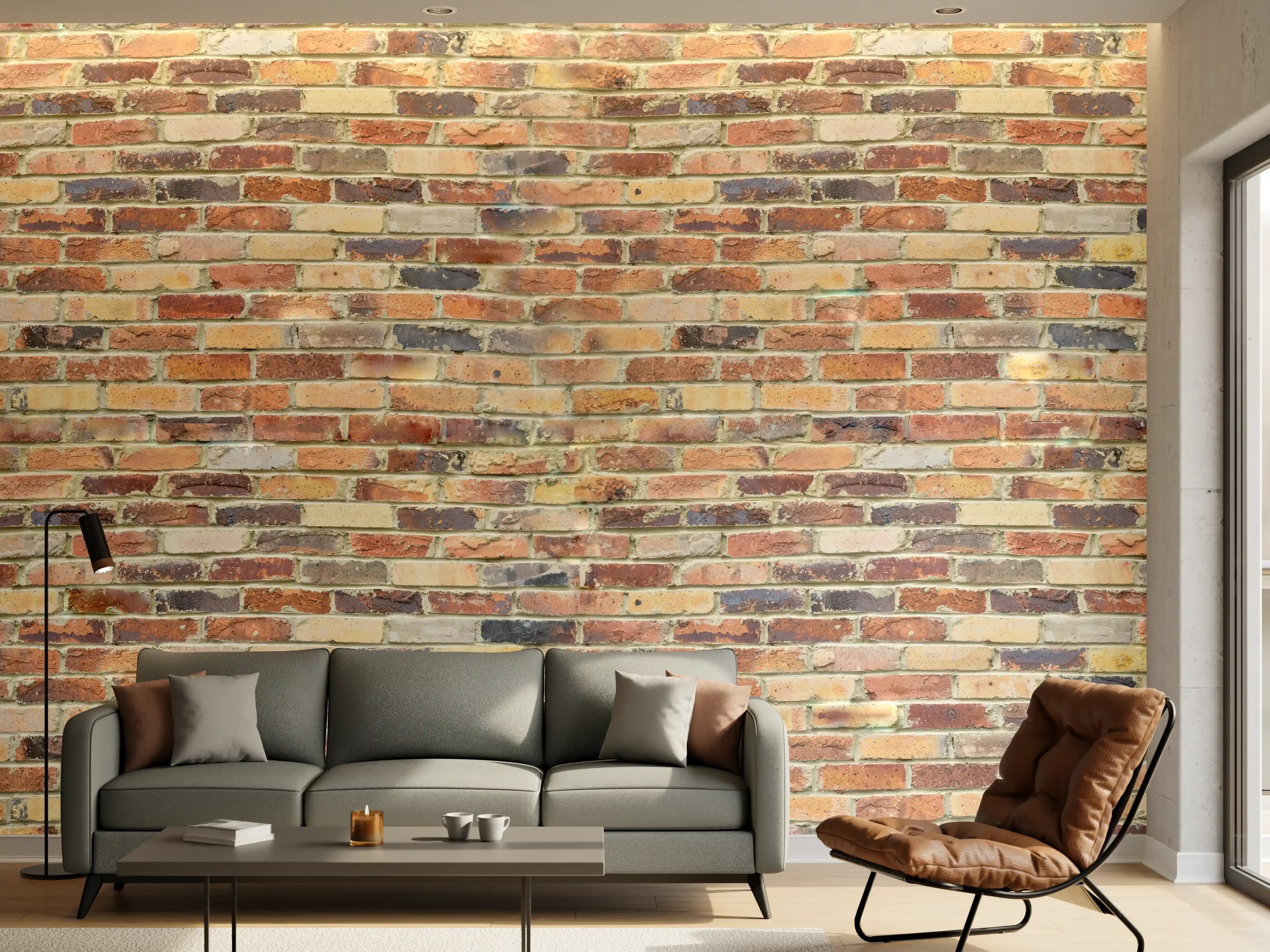 Wandverkleidung Wohnzimmer - Wand aus farbigen Ziegeln