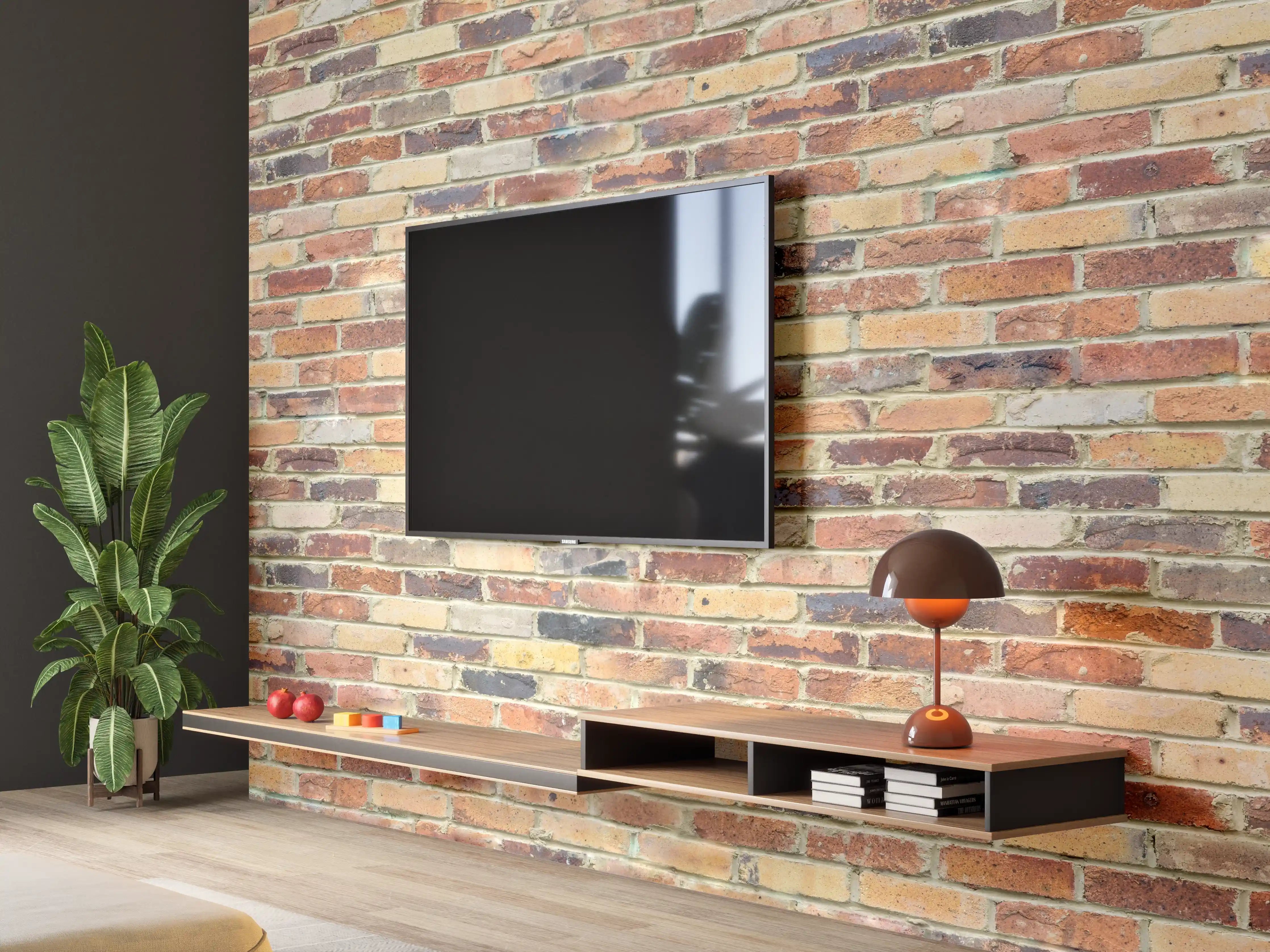 Wandverkleidung Wohnzimmer - Wand aus farbigen Ziegeln