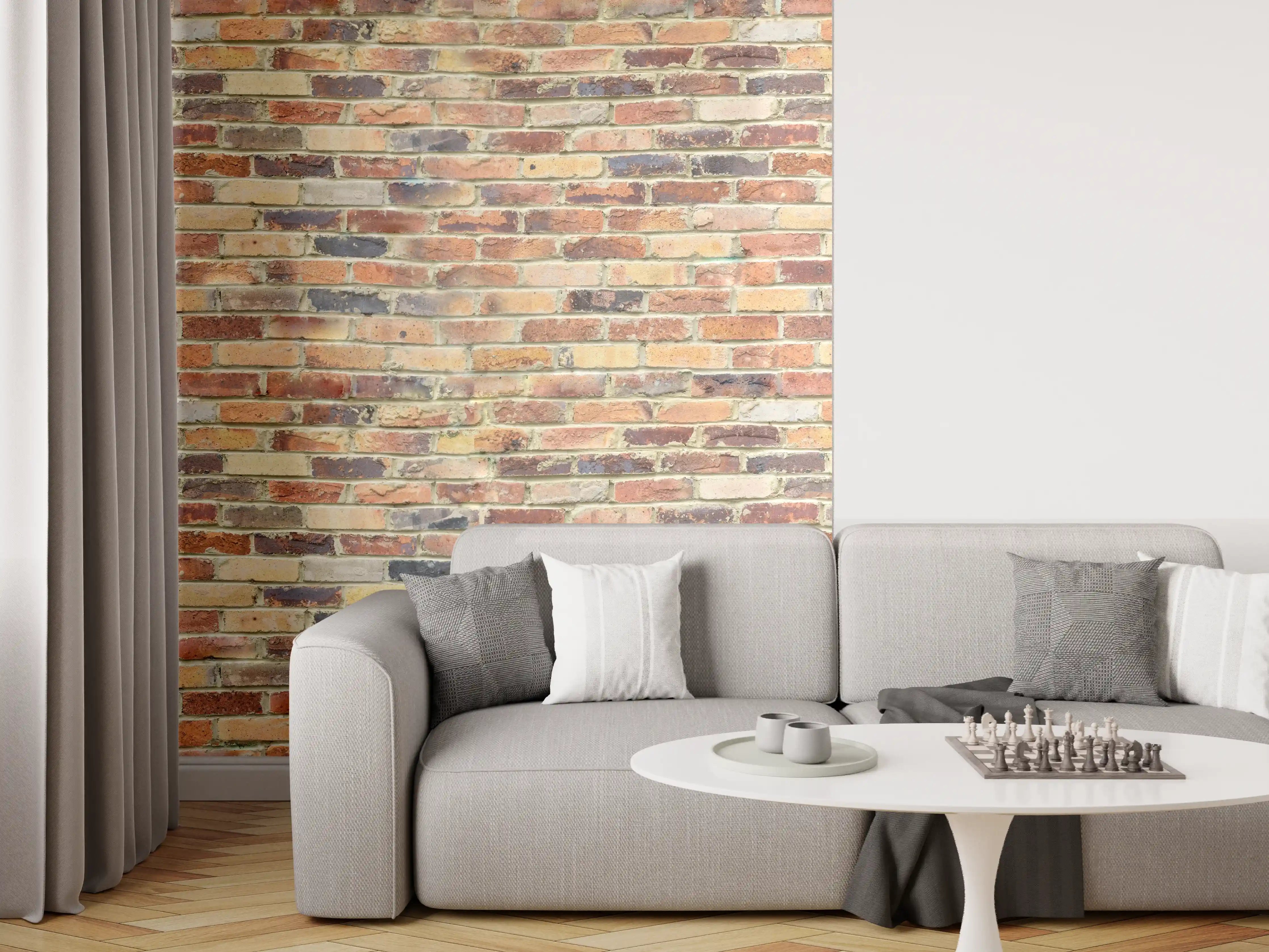 Wandverkleidung Wohnzimmer - Wand aus farbigen Ziegeln