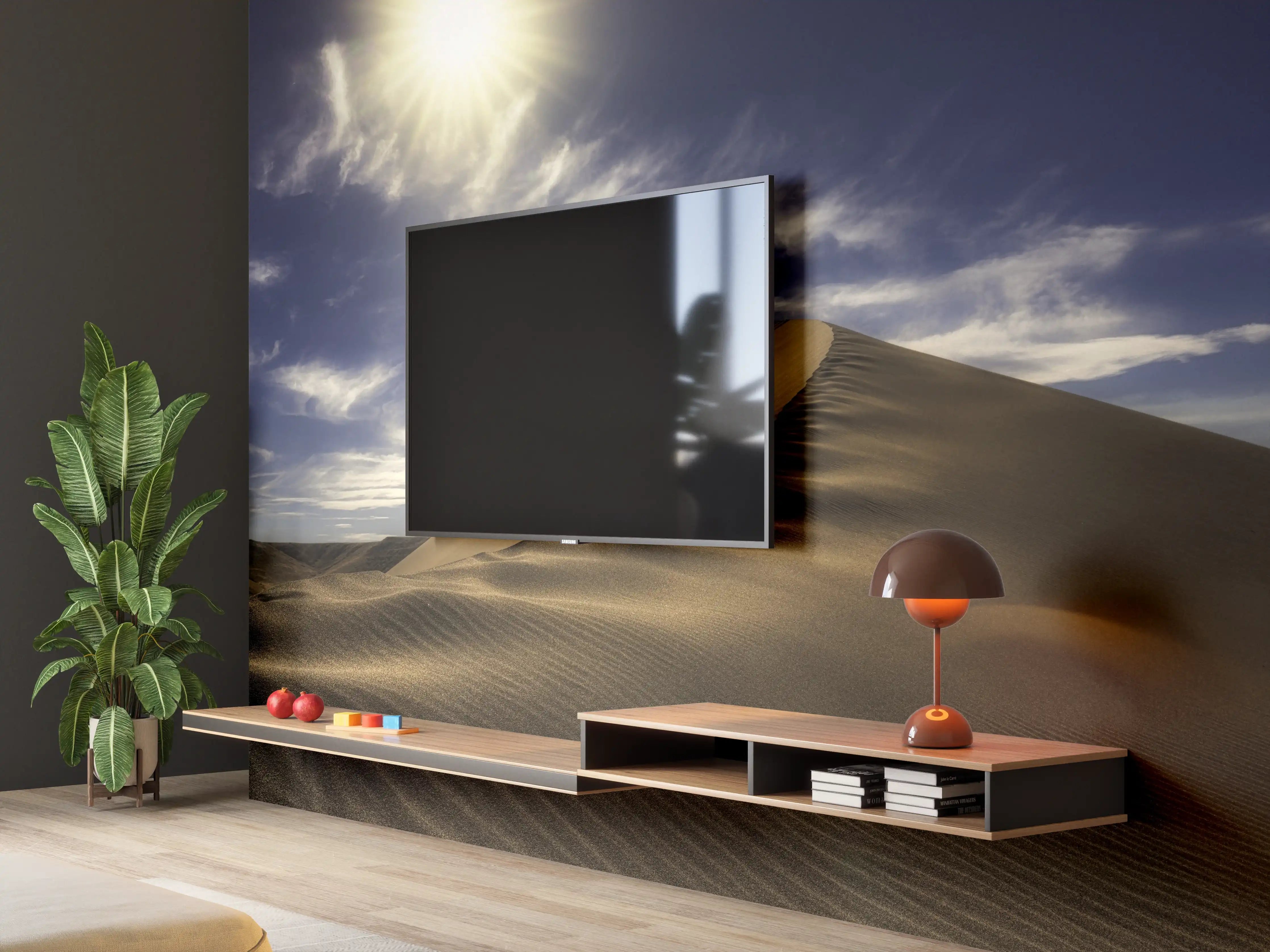 Wandverkleidung Wohnzimmer - Wanderer in der Wüste