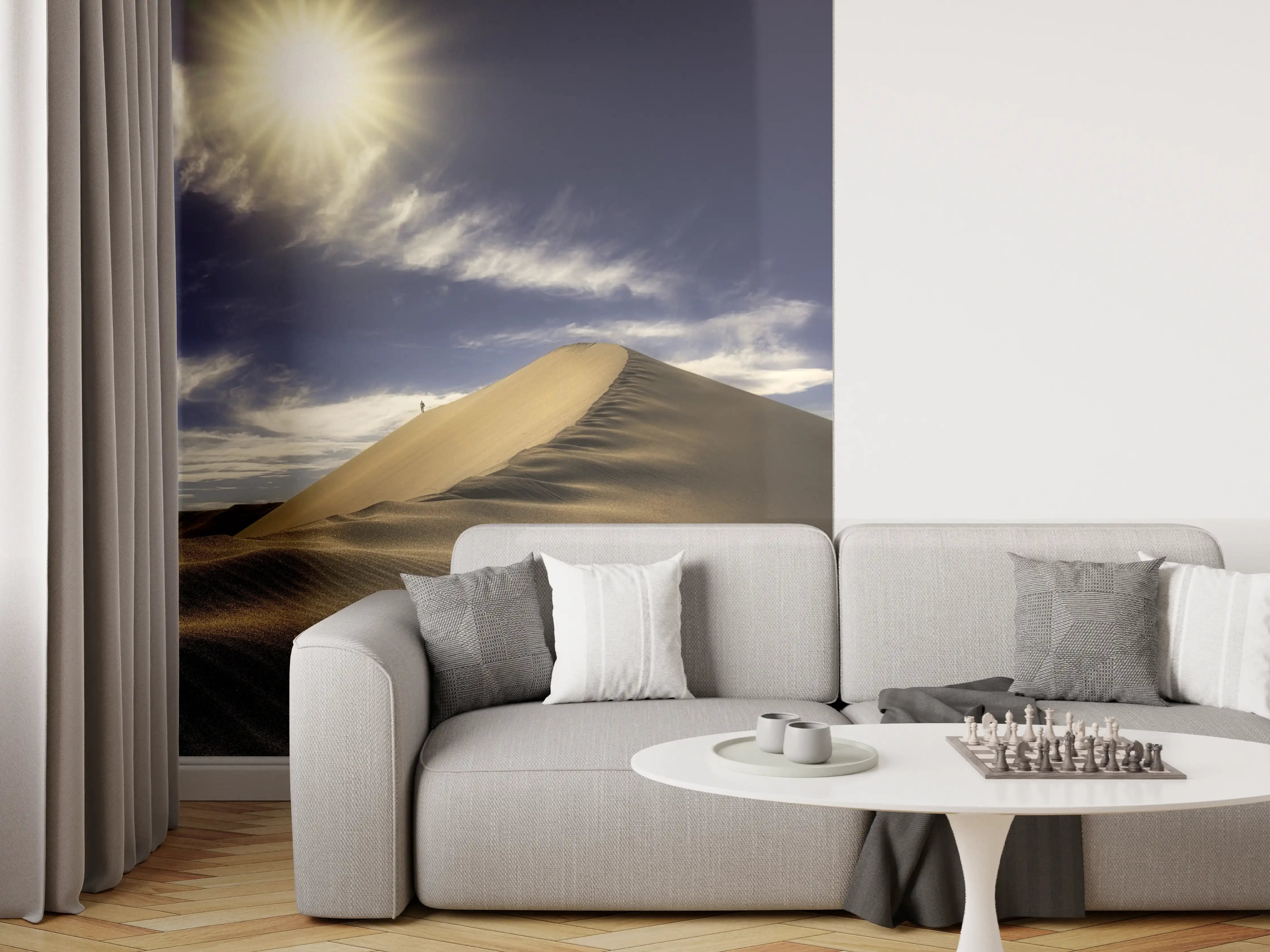 Wandverkleidung Wohnzimmer - Wanderer in der Wüste