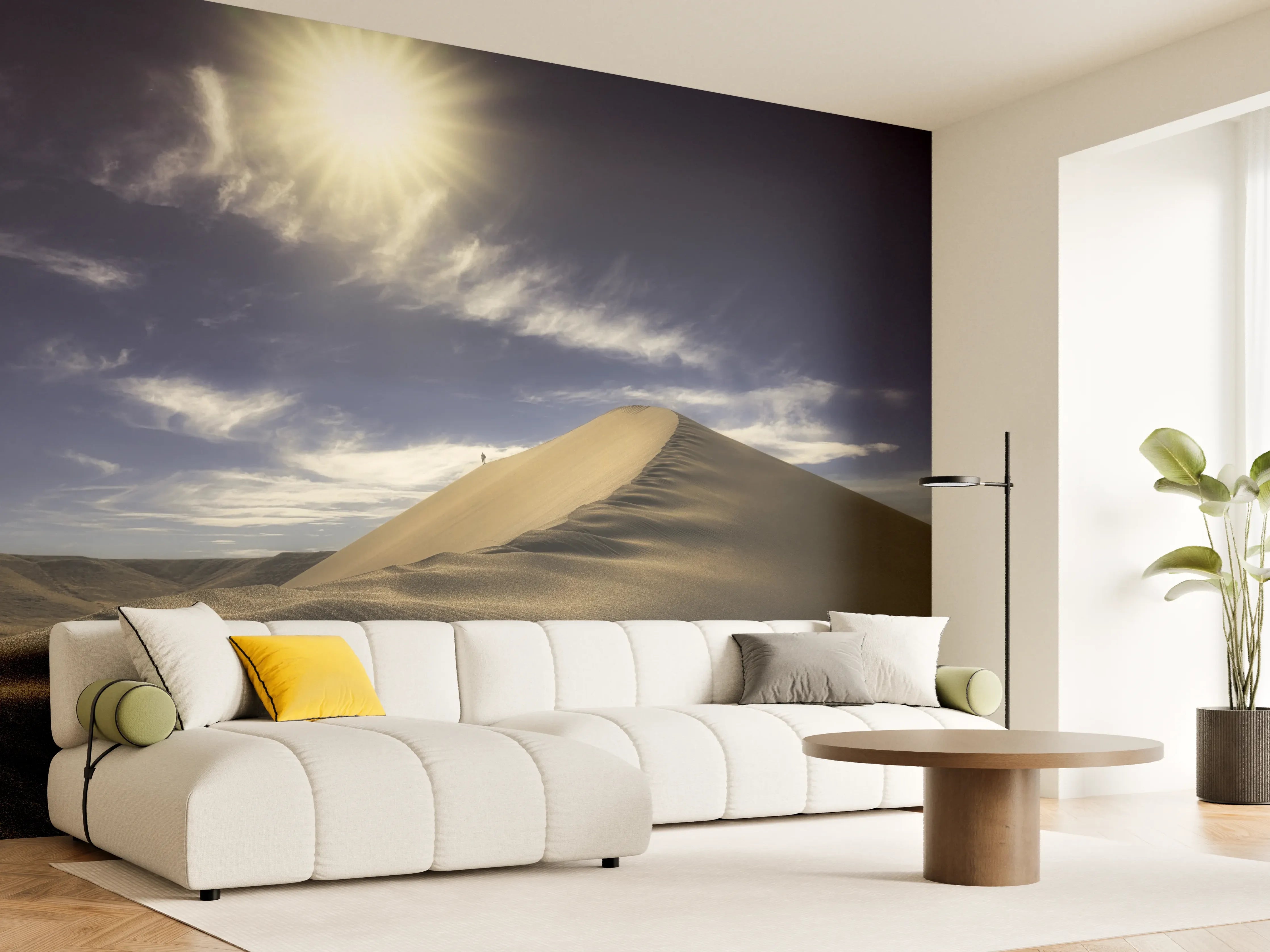 Wandverkleidung Wohnzimmer - Wanderer in der Wüste