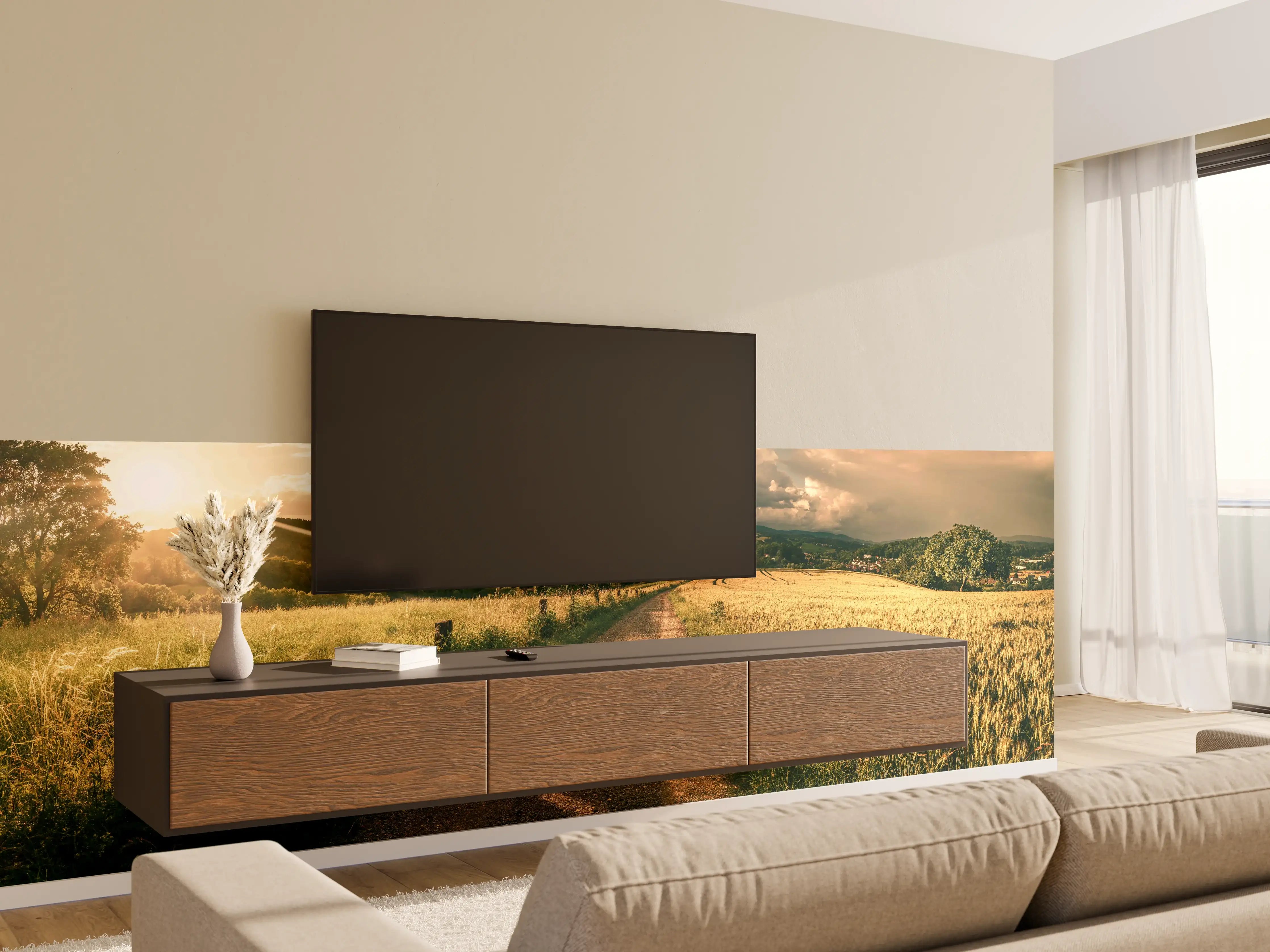 Wandverkleidung Wohnzimmer - Wanderpfad