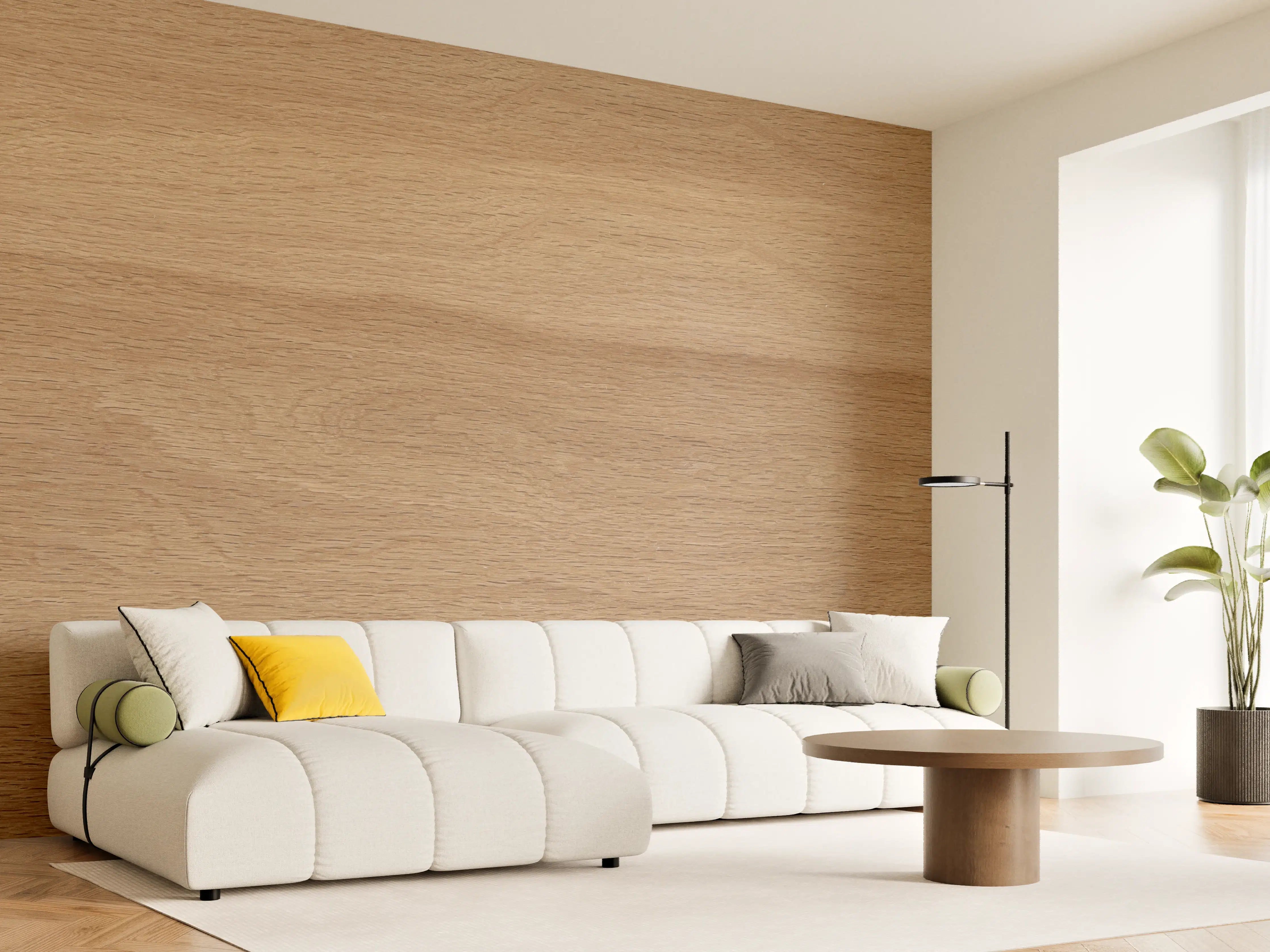 Wandverkleidung Wohnzimmer - Warmbraune Eichenholz-Textur