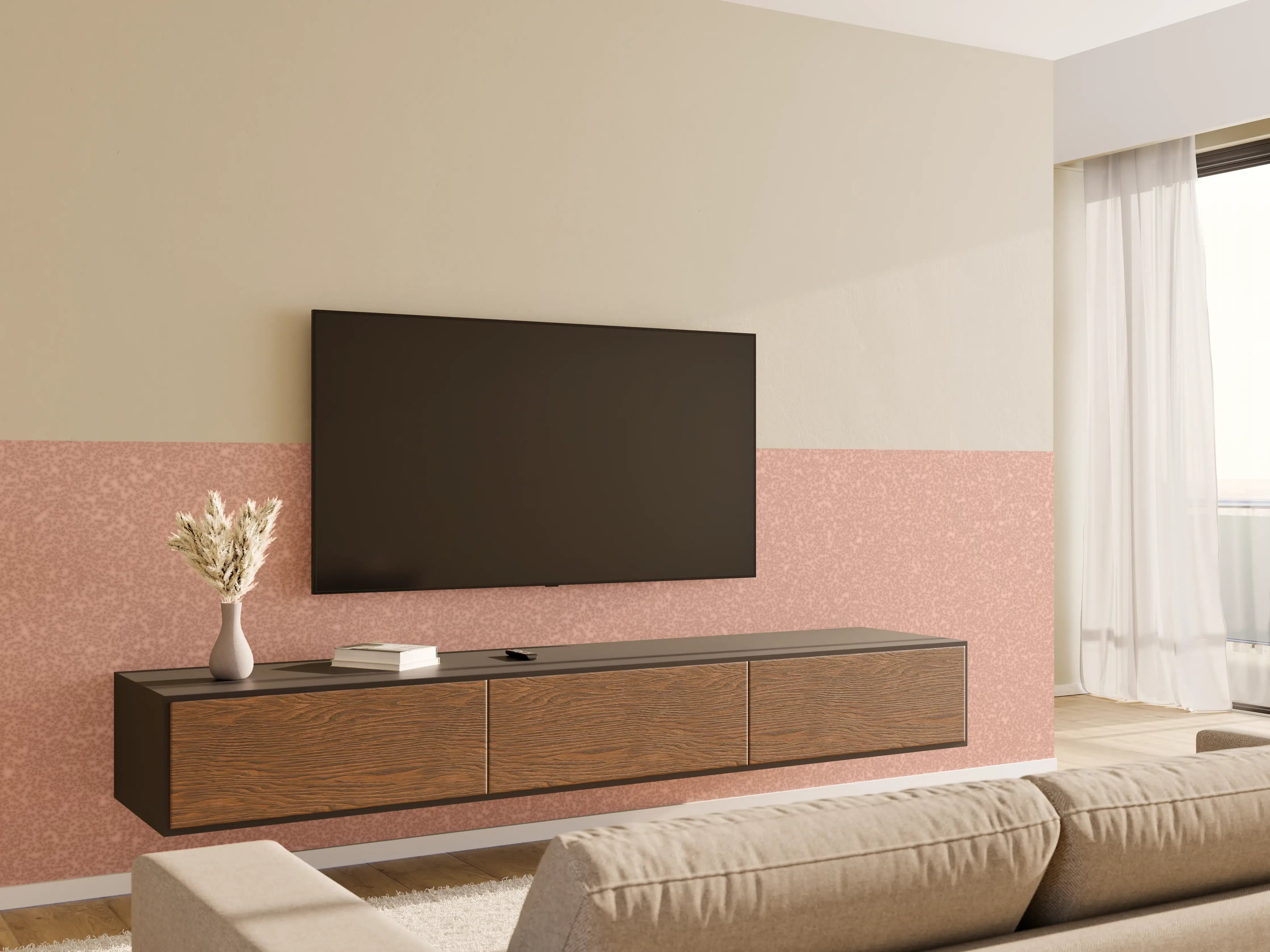 Wandverkleidung Wohnzimmer - Warmer Sandton mit feinen Texturen