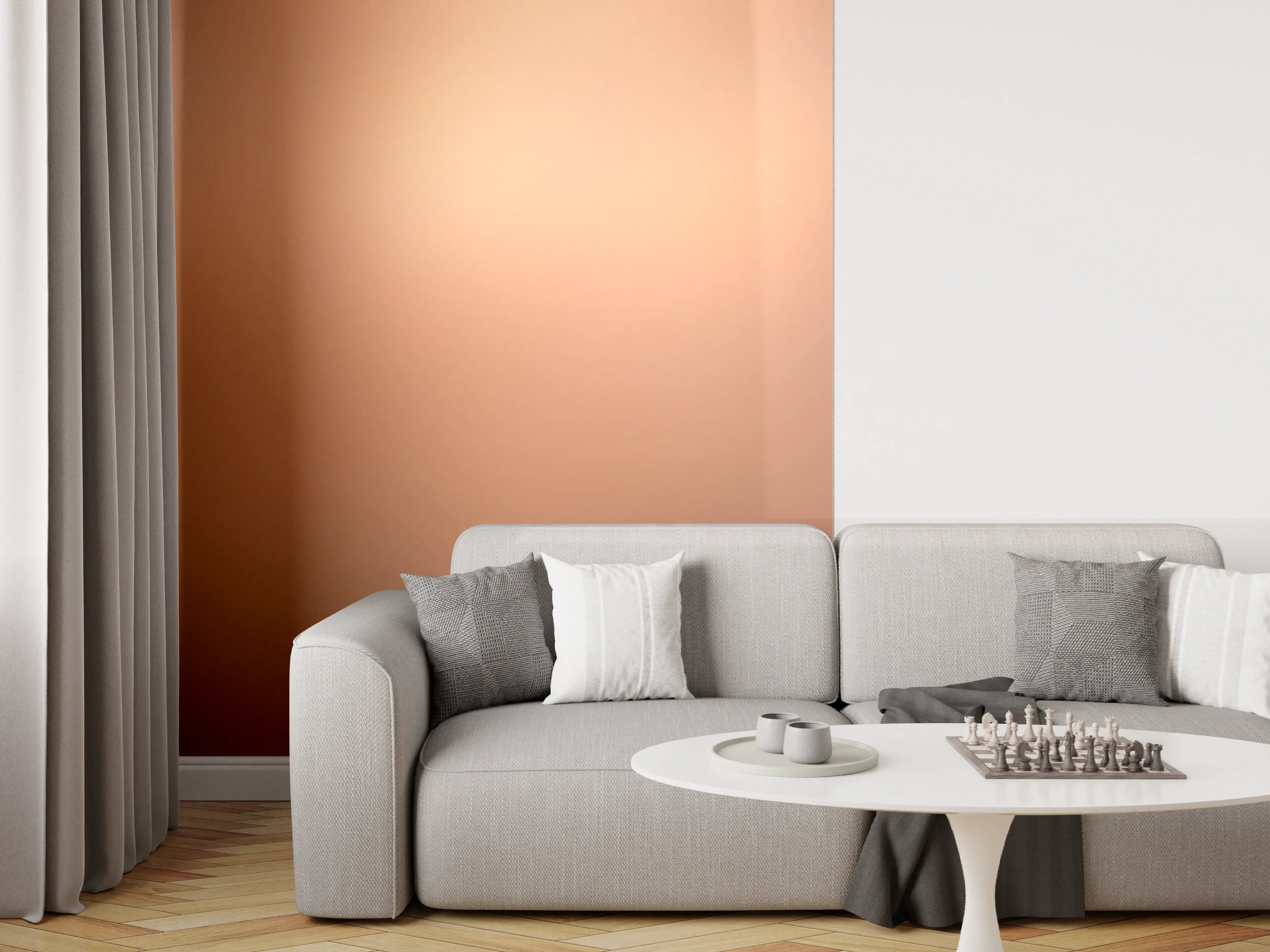 Wandverkleidung Wohnzimmer - Warmes, neutrales Farbenspiel