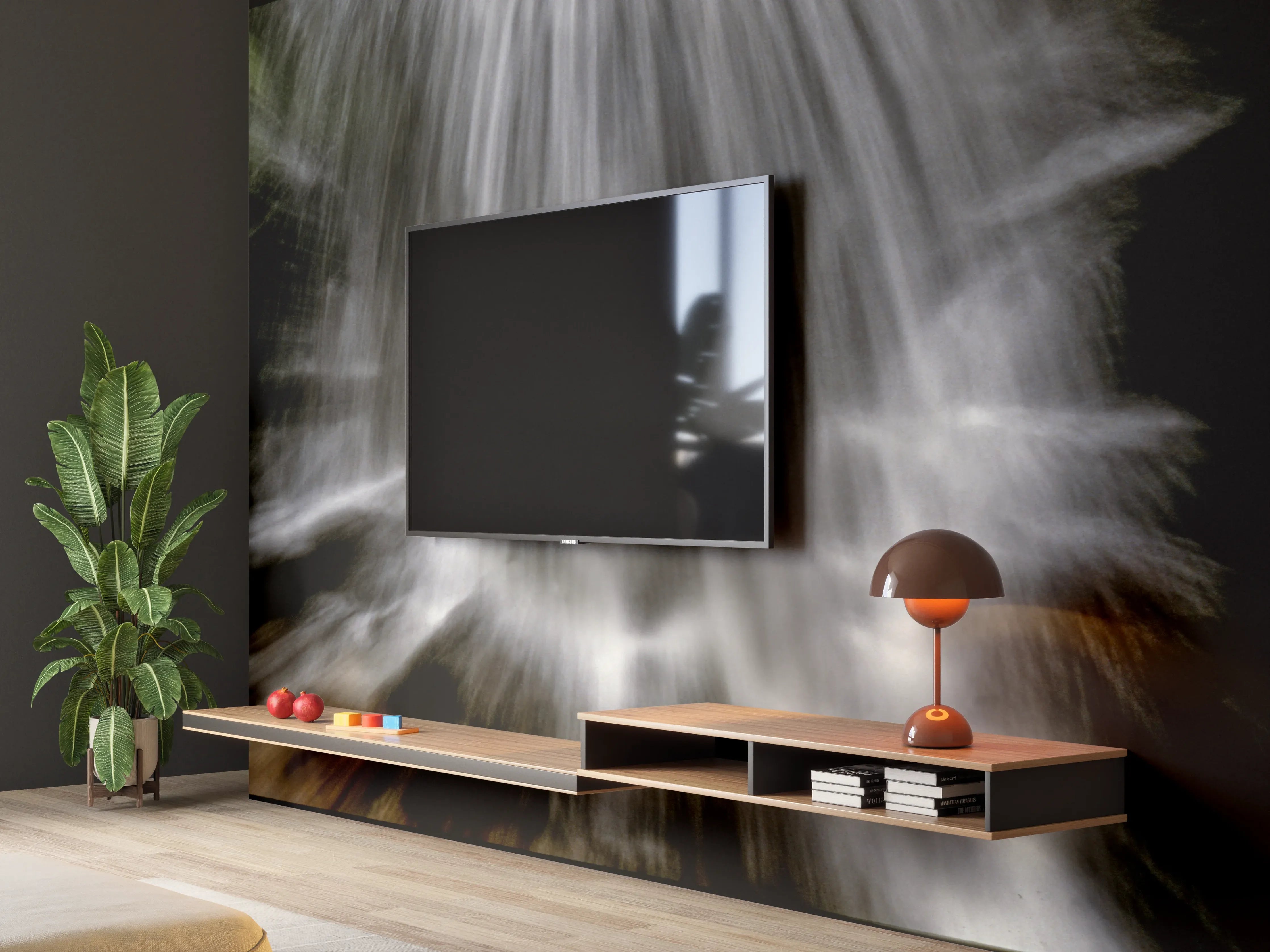 Wandverkleidung Wohnzimmer - Wasserfall Naturaufnahme