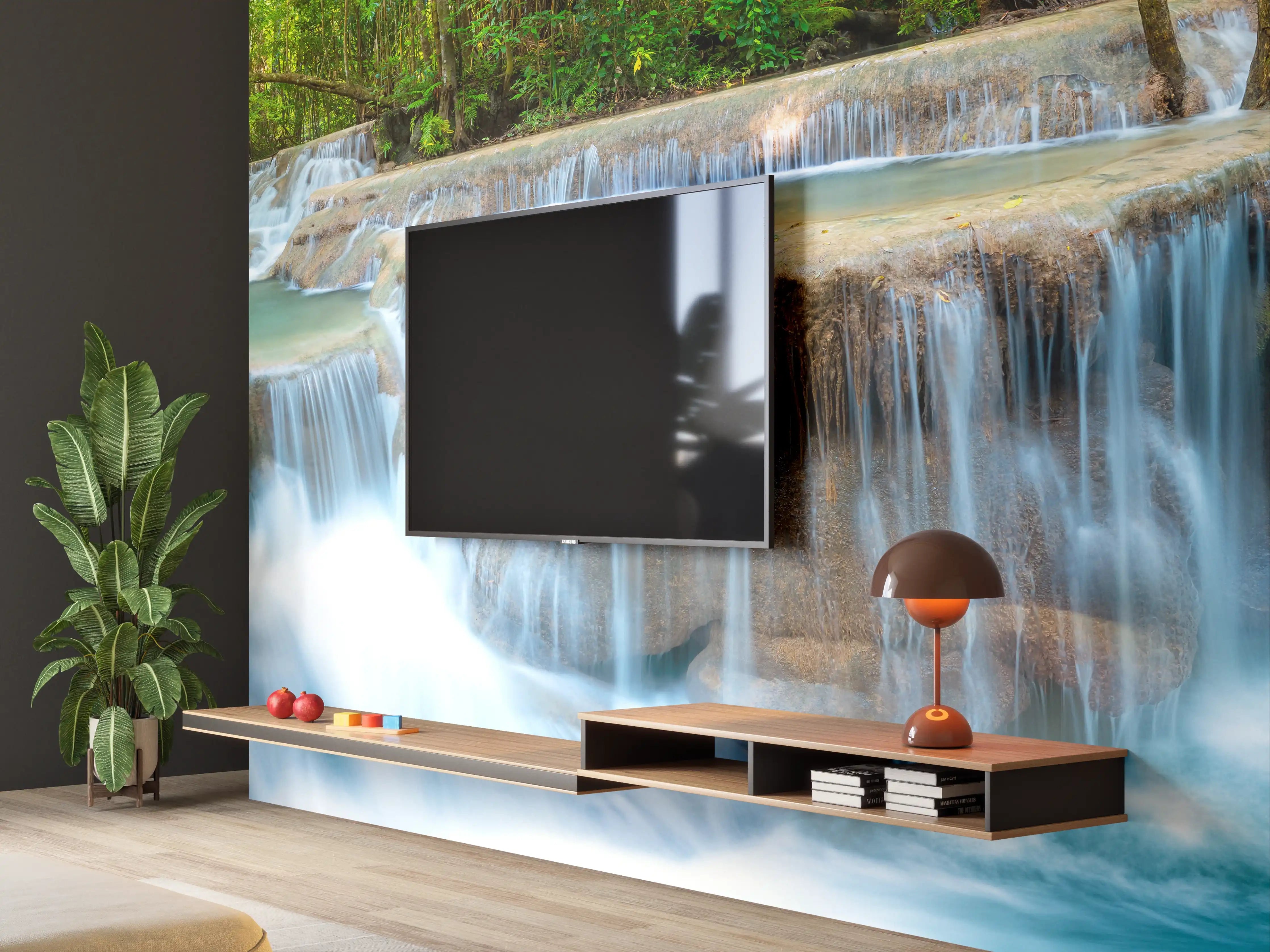 Wandverkleidung Wohnzimmer - Wasserfall im Wald von Thailand