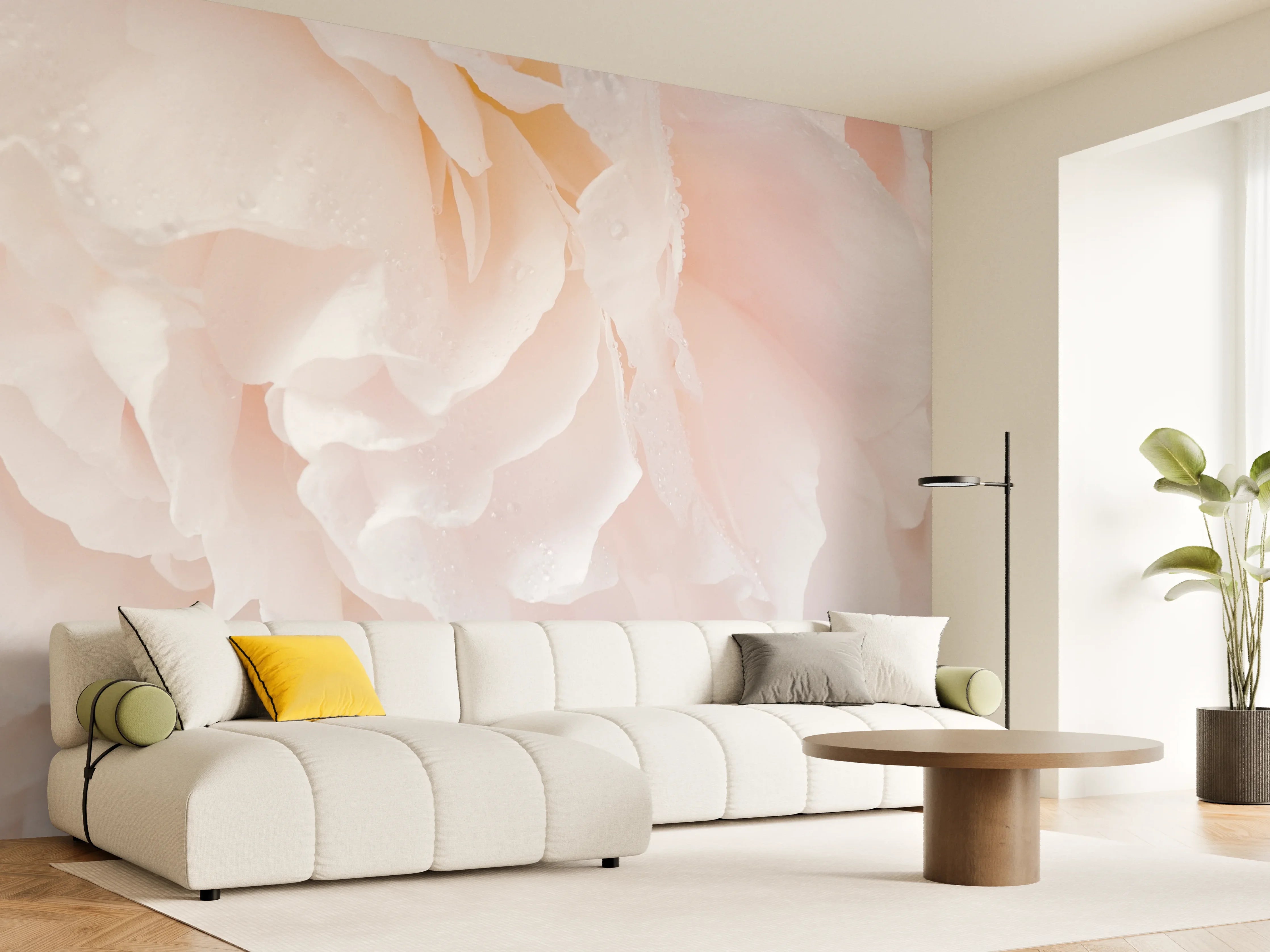 Wandverkleidung Wohnzimmer - Weiche, zarte Blüten in sanften Farben