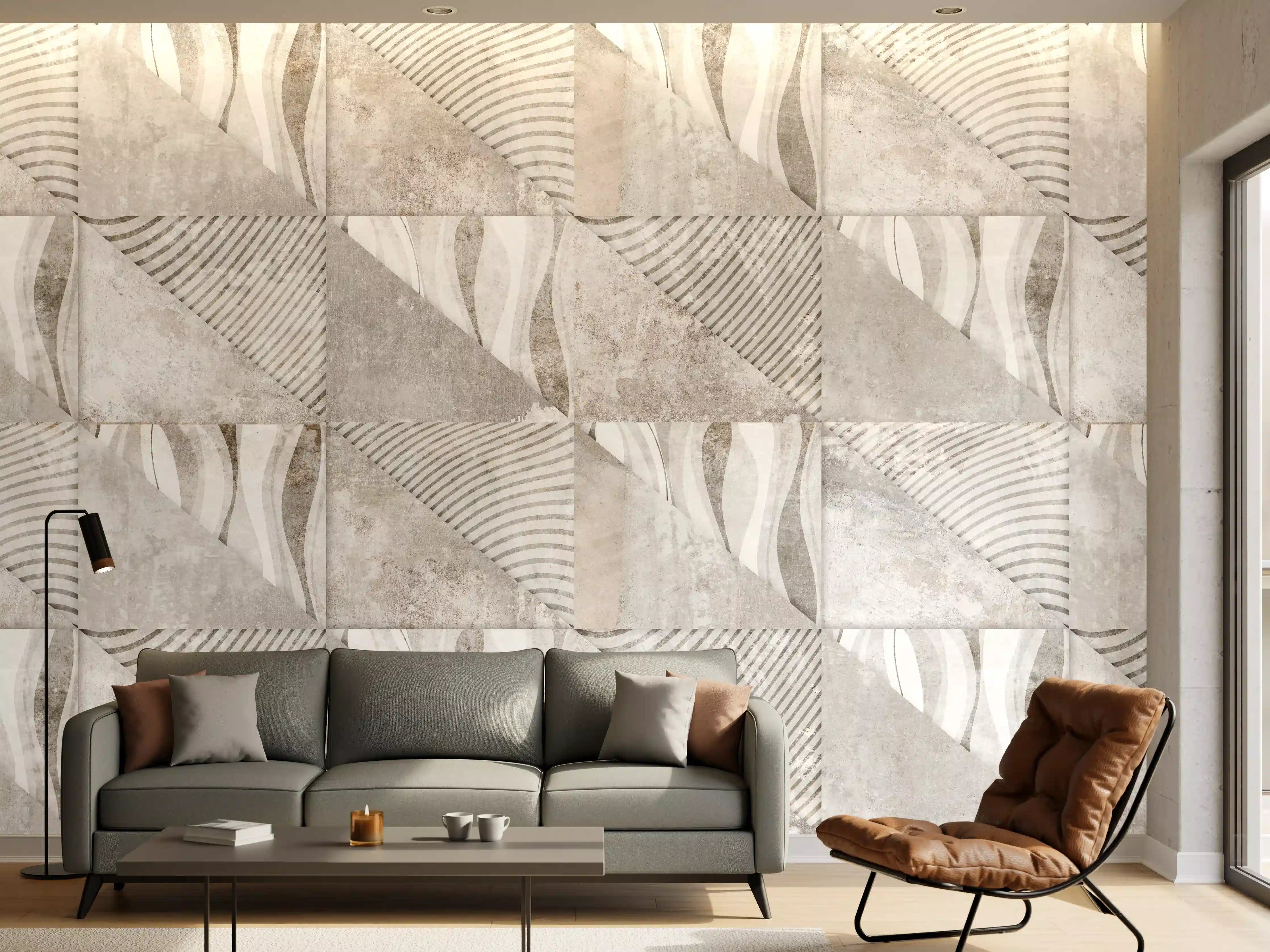 Wandverkleidung Wohnzimmer - Weiß-Graue Beton-Textur Muster