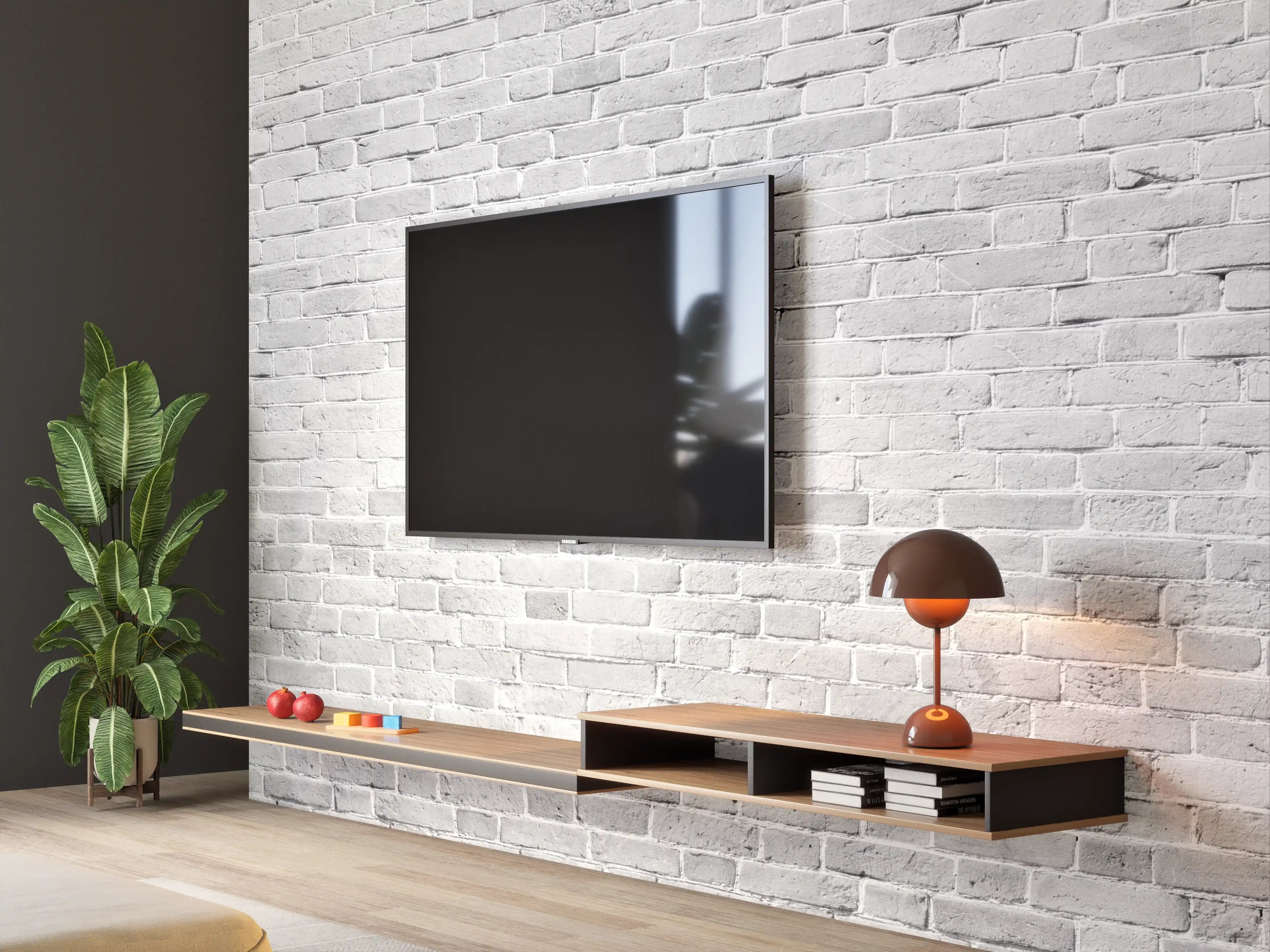 Wandverkleidung Wohnzimmer - Weiß gewaschene Ziegelwand Textur