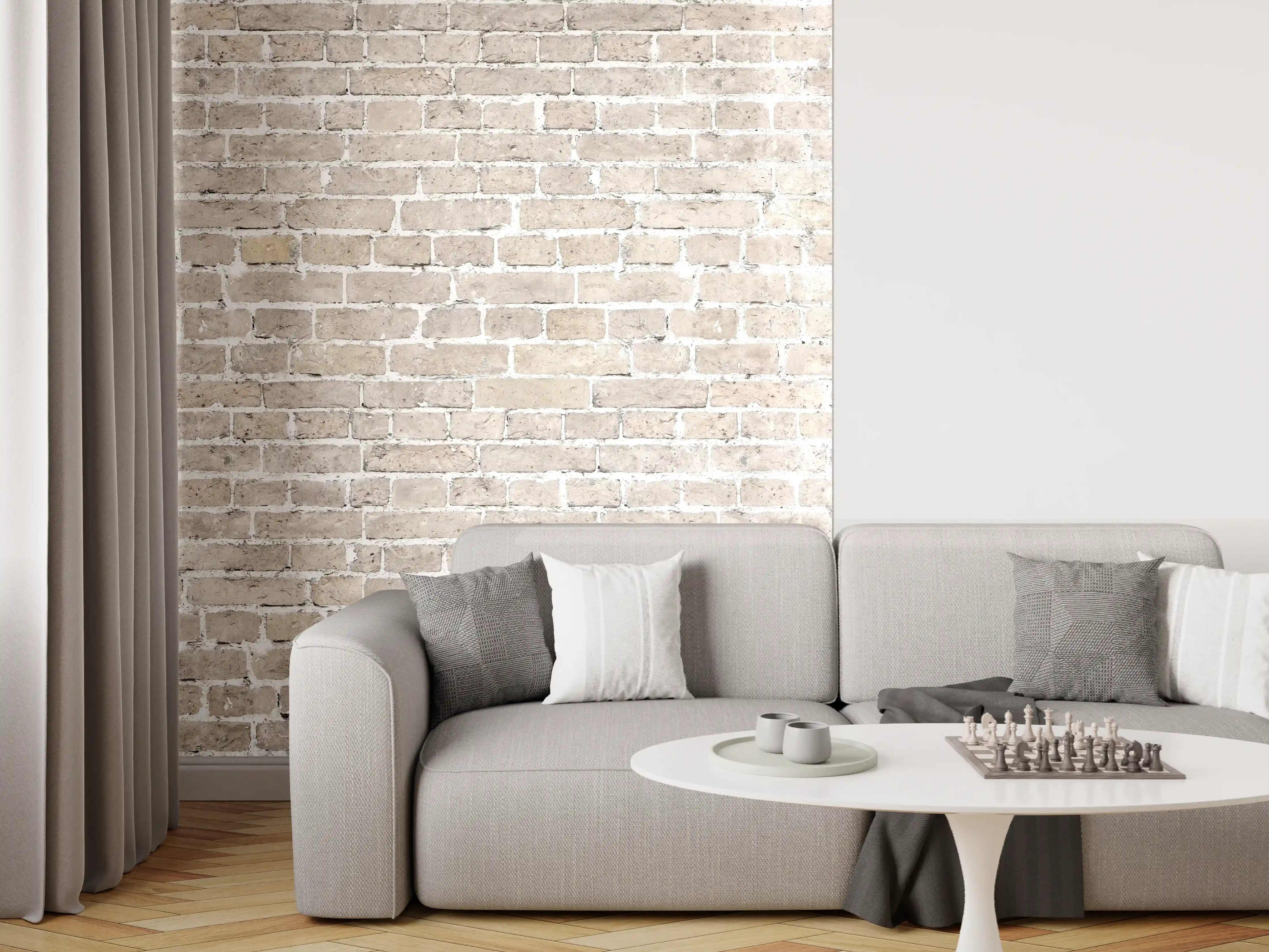 Wandverkleidung Wohnzimmer - Weiß gewaschenes altes Mauerpanorama