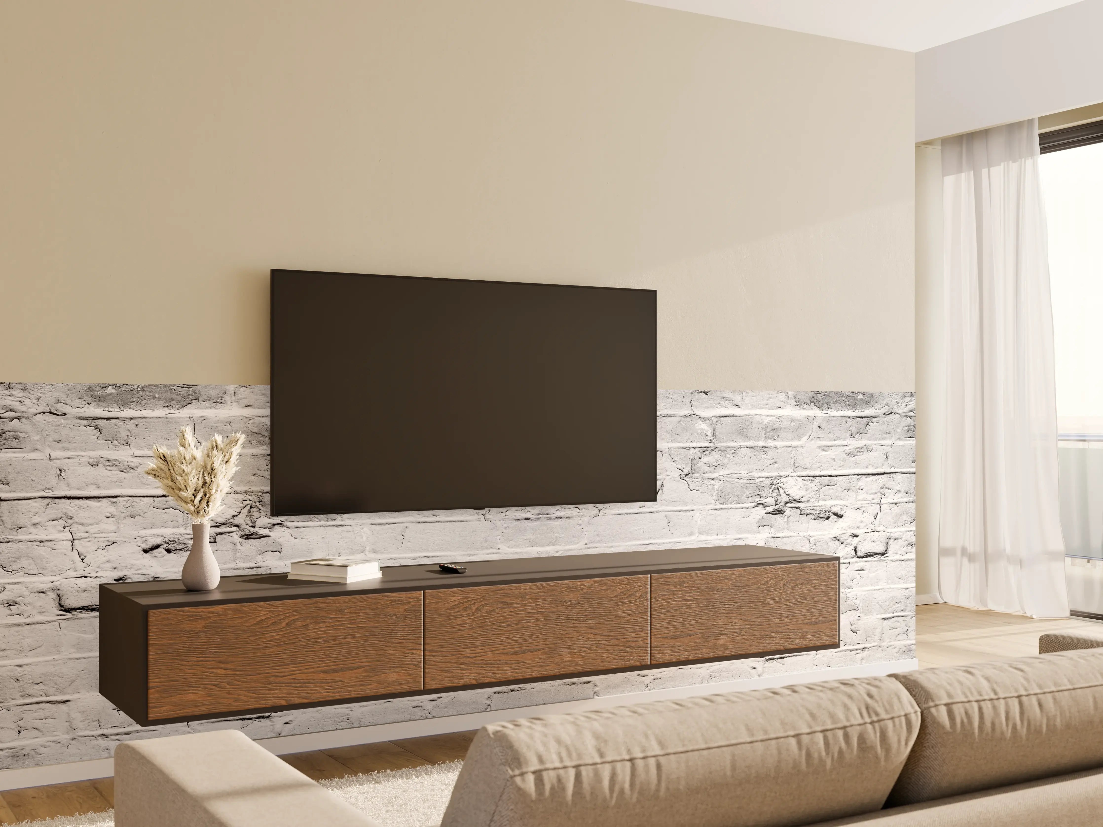 Wandverkleidung Wohnzimmer - Weiß grau beschädigte Backstein Wand