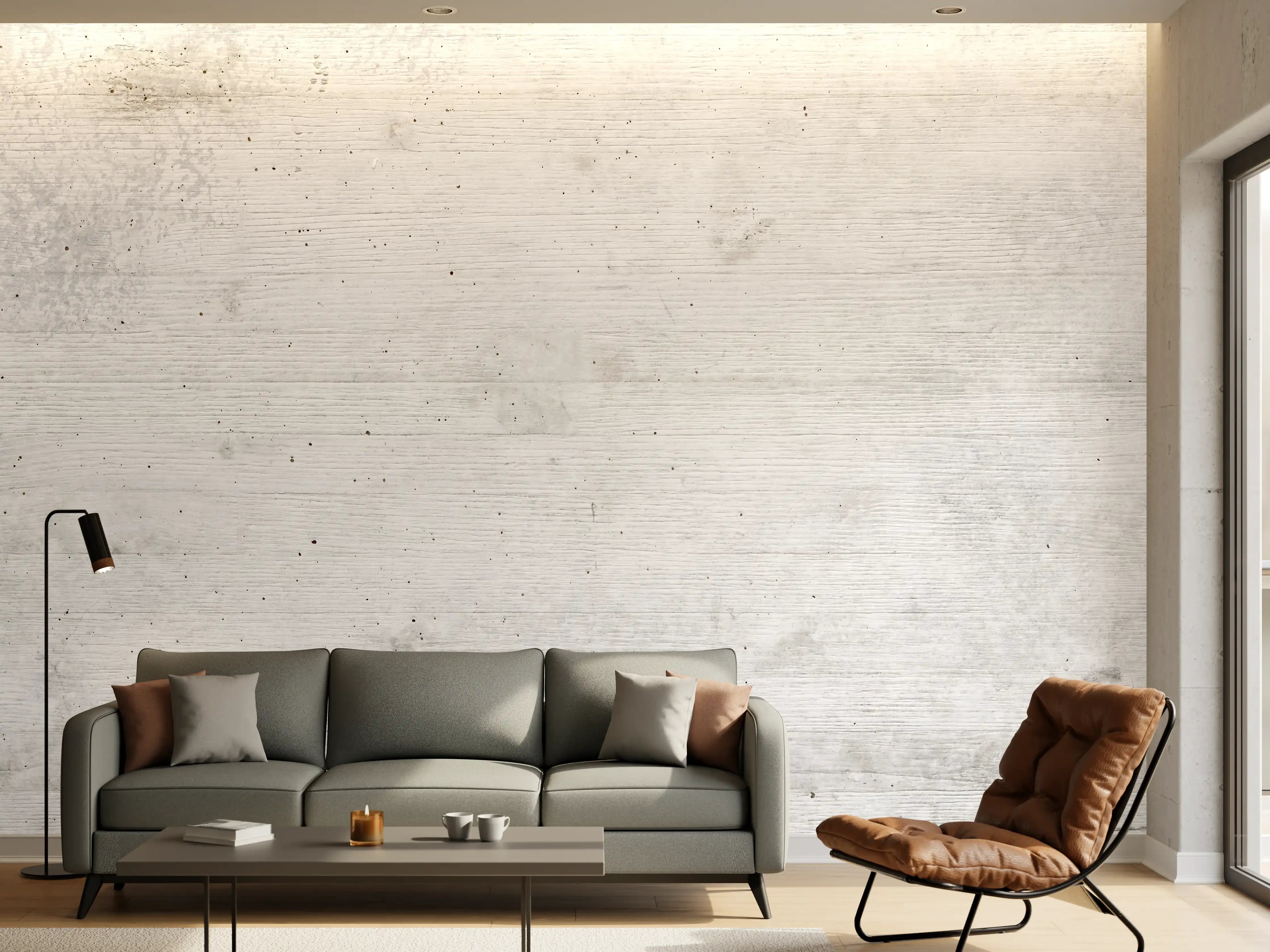 Wandverkleidung Wohnzimmer - Weiße Betonstruktur