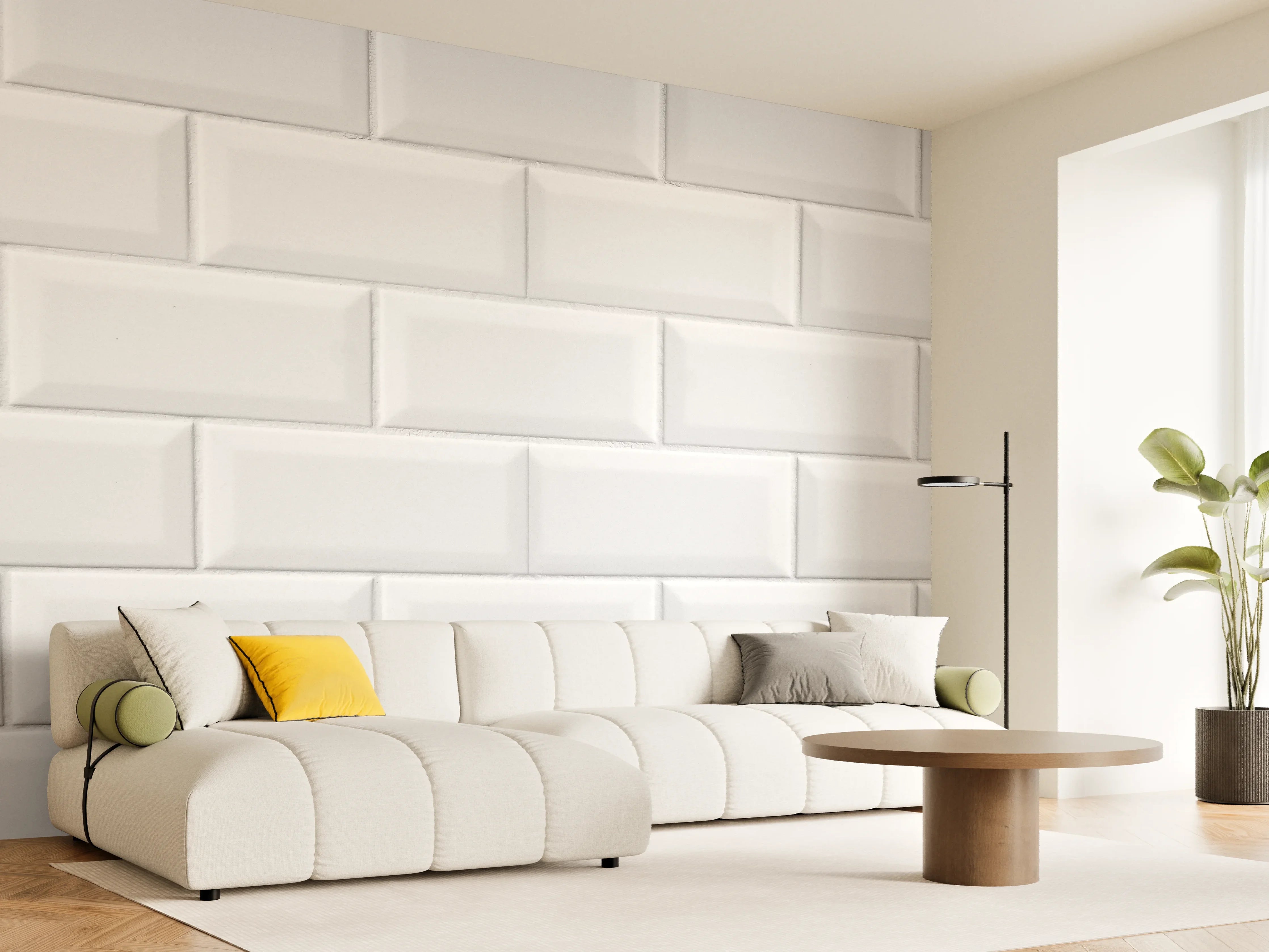 Wandverkleidung Wohnzimmer - Weiße Fliesen Fliesenspiegel