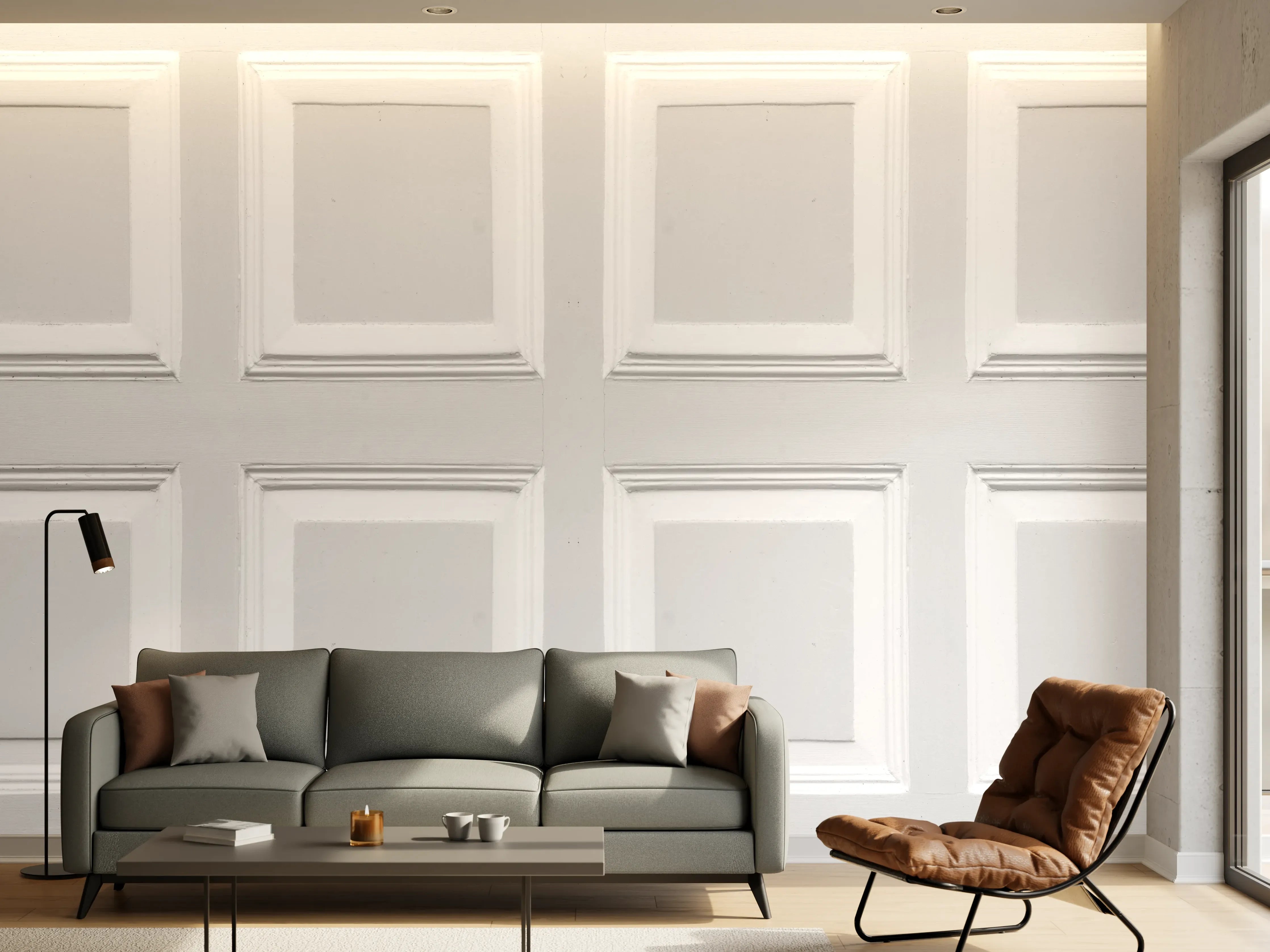 Wandverkleidung Wohnzimmer - Weiße Quadratische Tür Textur