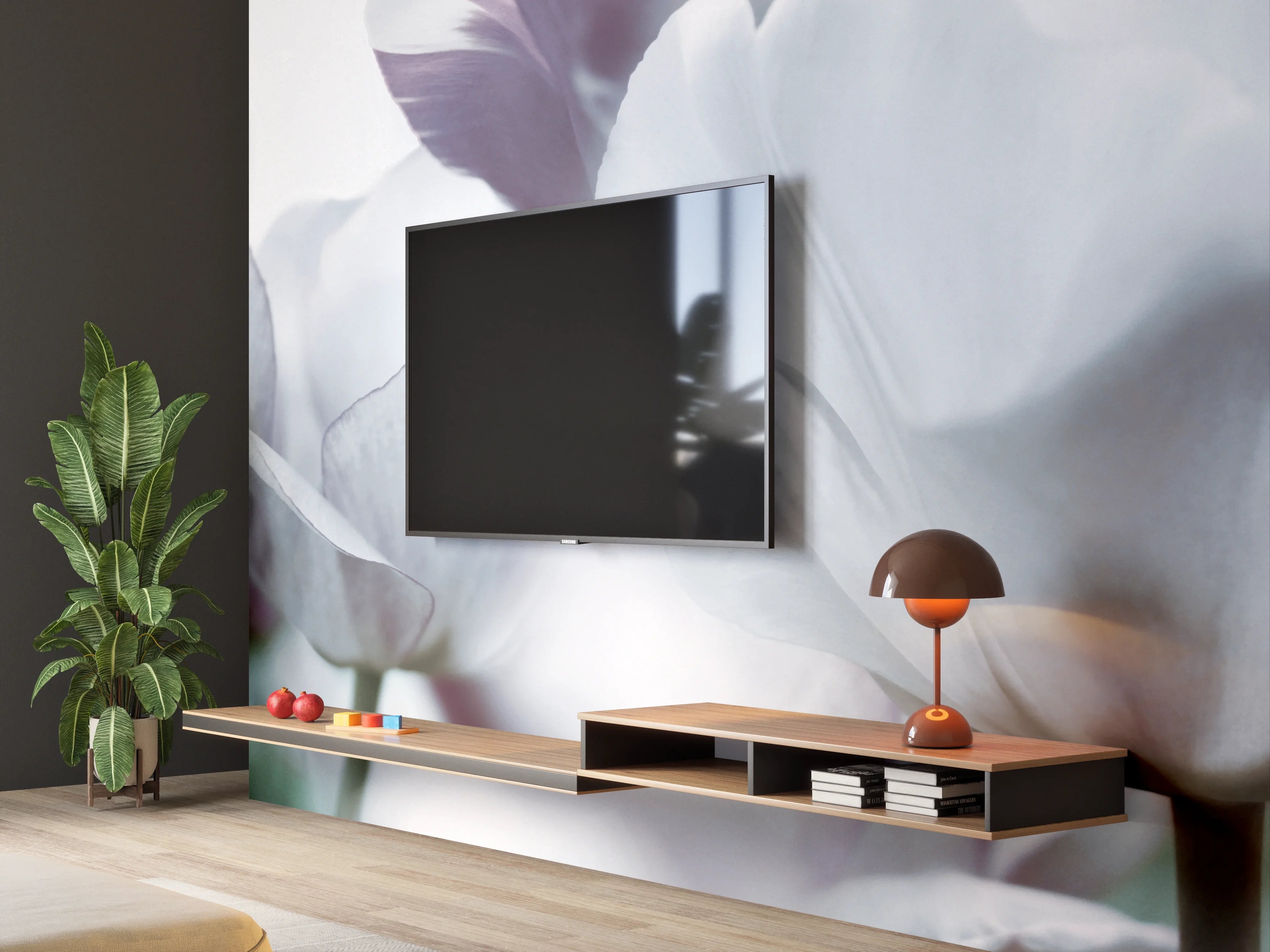 Wandverkleidung Wohnzimmer - Weiße Tulpen