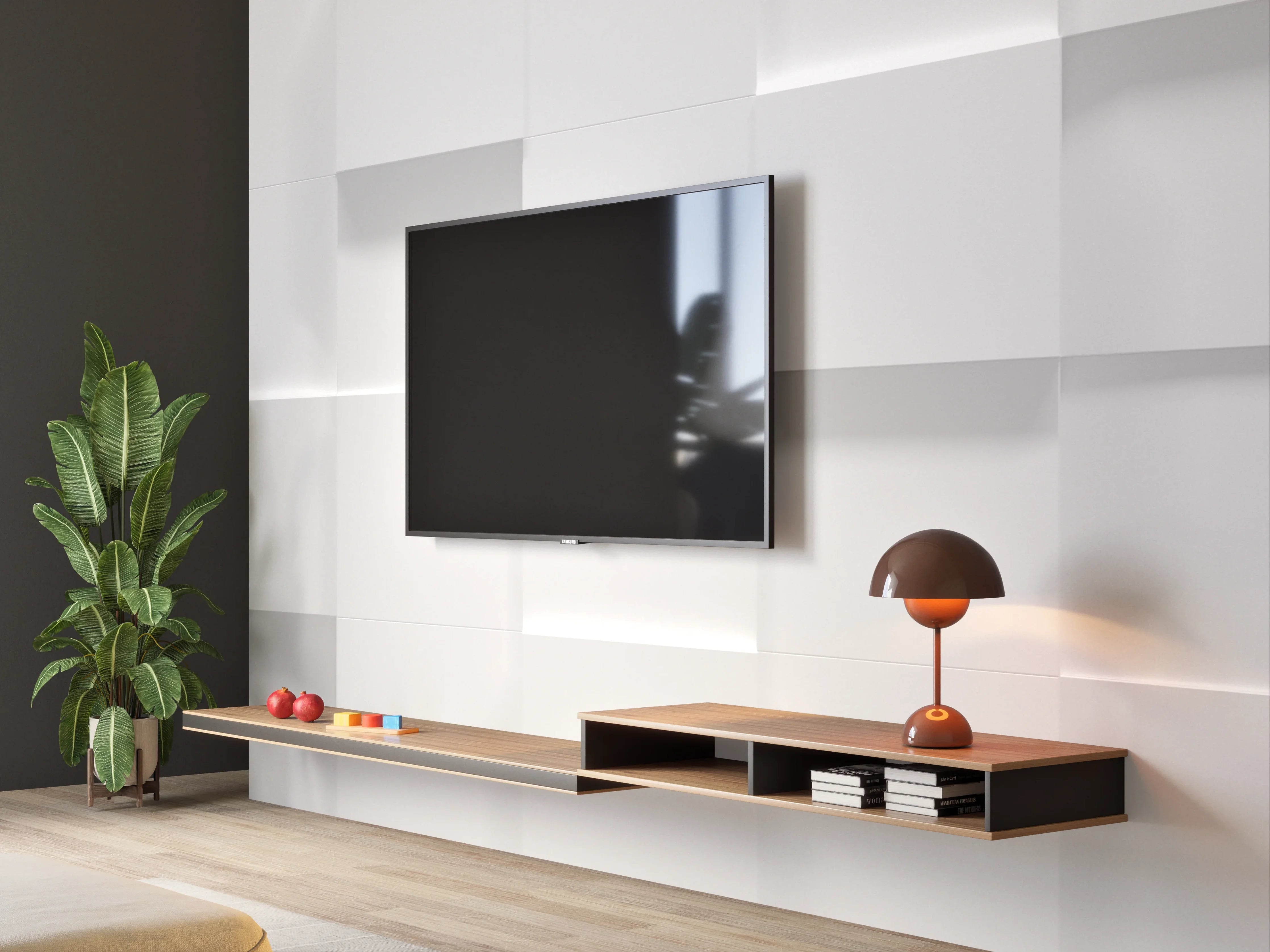Wandverkleidung Wohnzimmer - Weiße Würfelstruktur 3D-Illustration