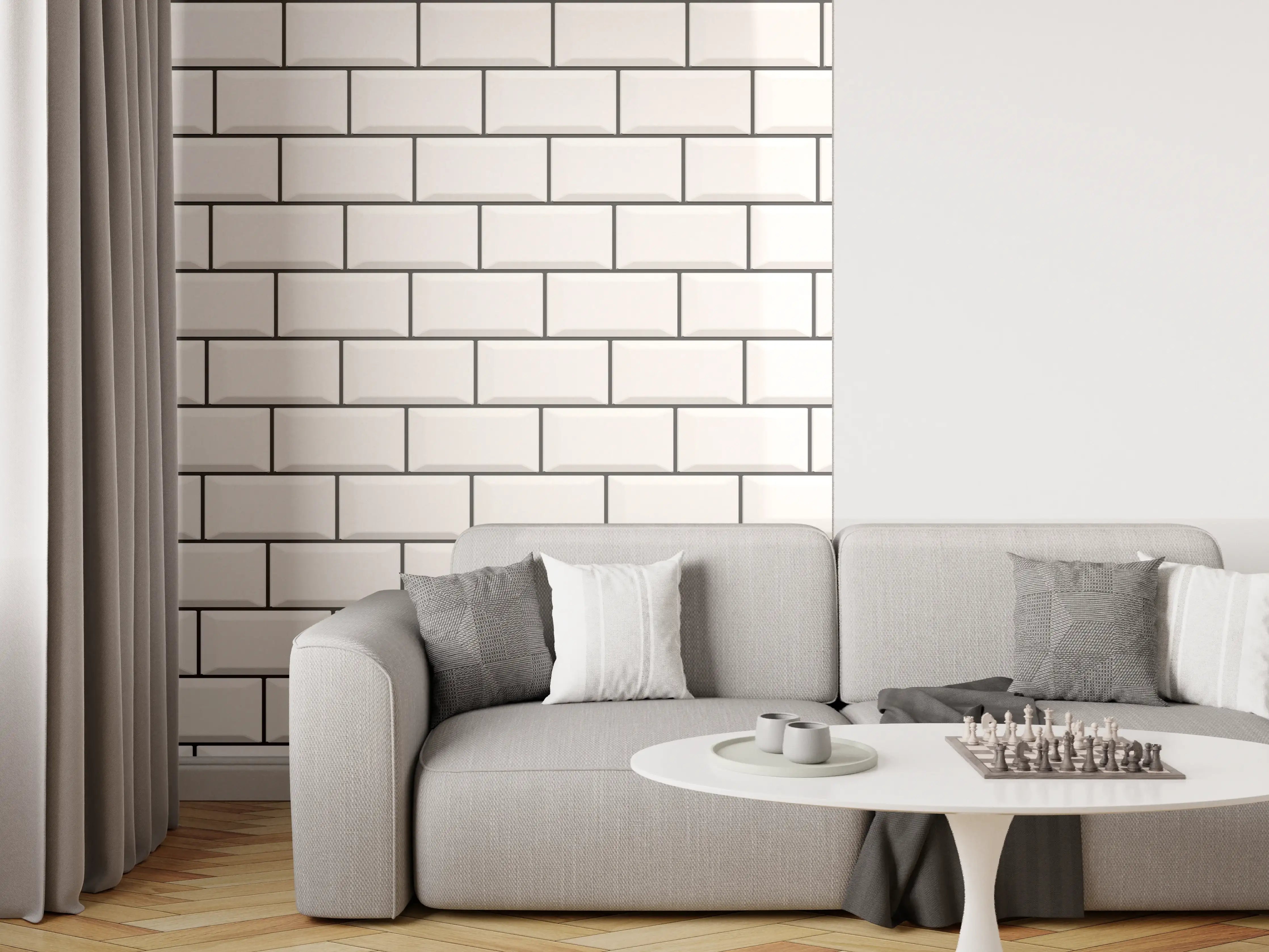 Wandverkleidung Wohnzimmer - Weiße Ziegel Wandtextur