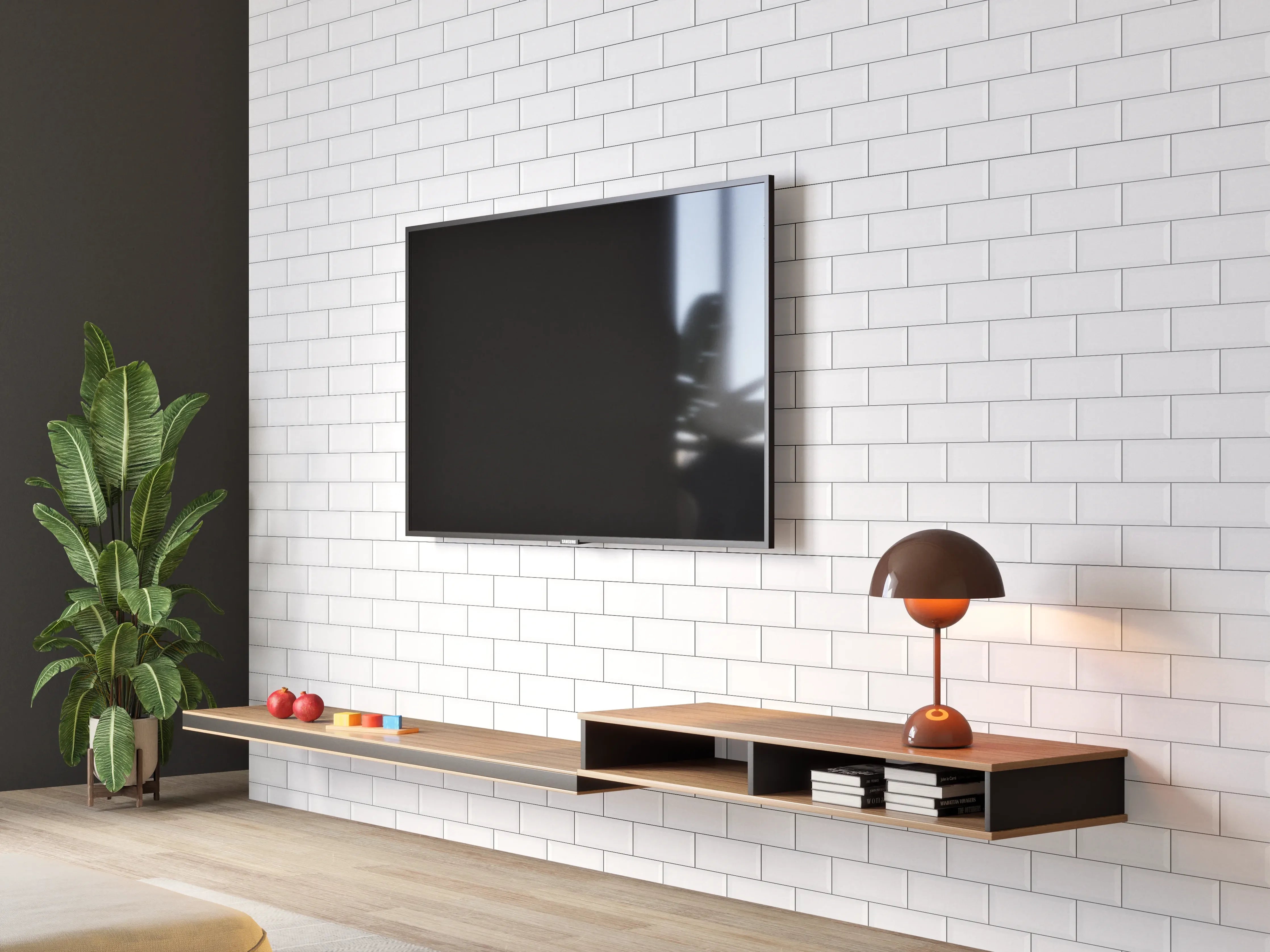 Wandverkleidung Wohnzimmer - Weiße Ziegelwand mit exzellenten Details