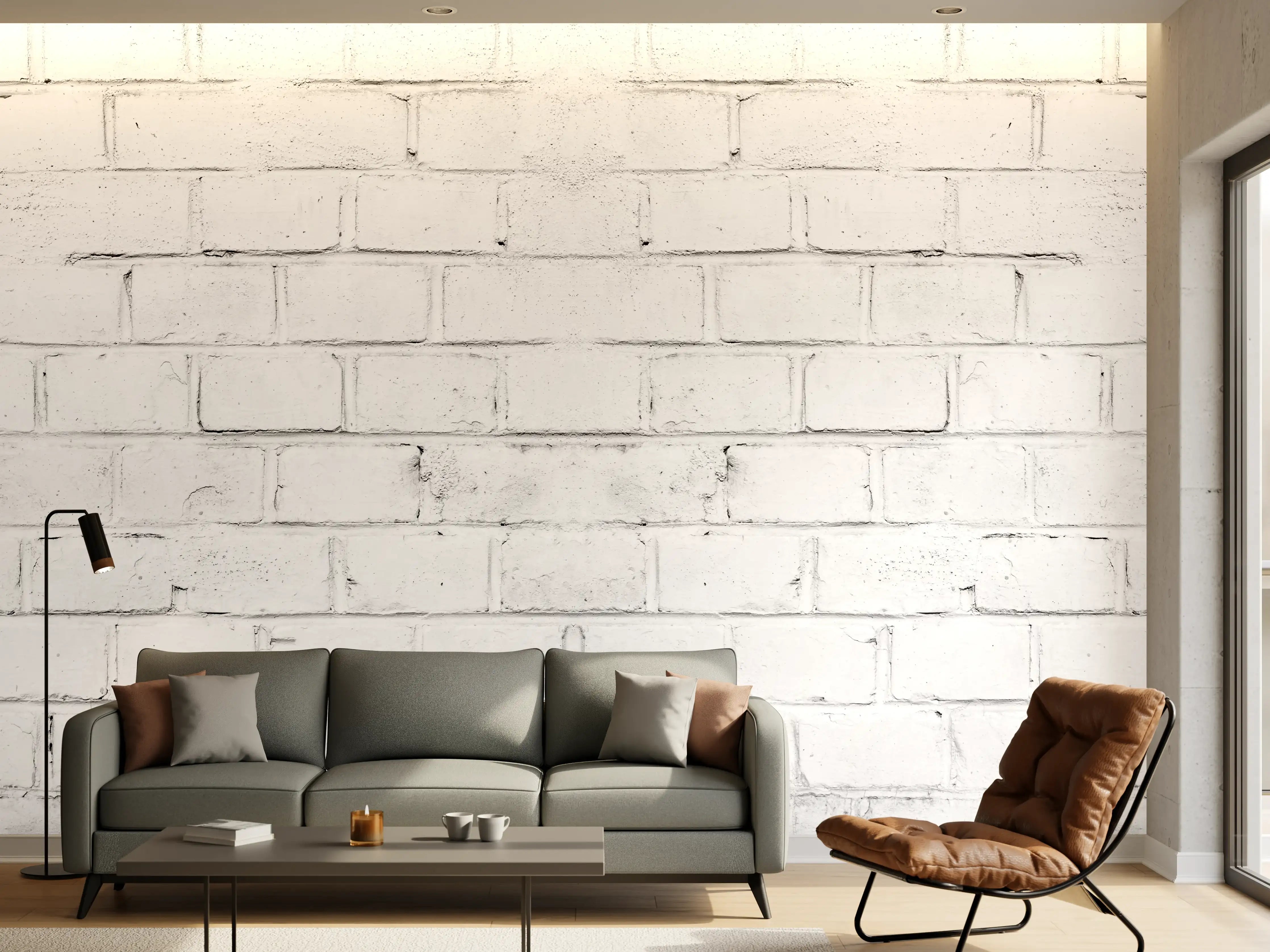 Wandverkleidung Wohnzimmer - Weiße beschädigte Mauer