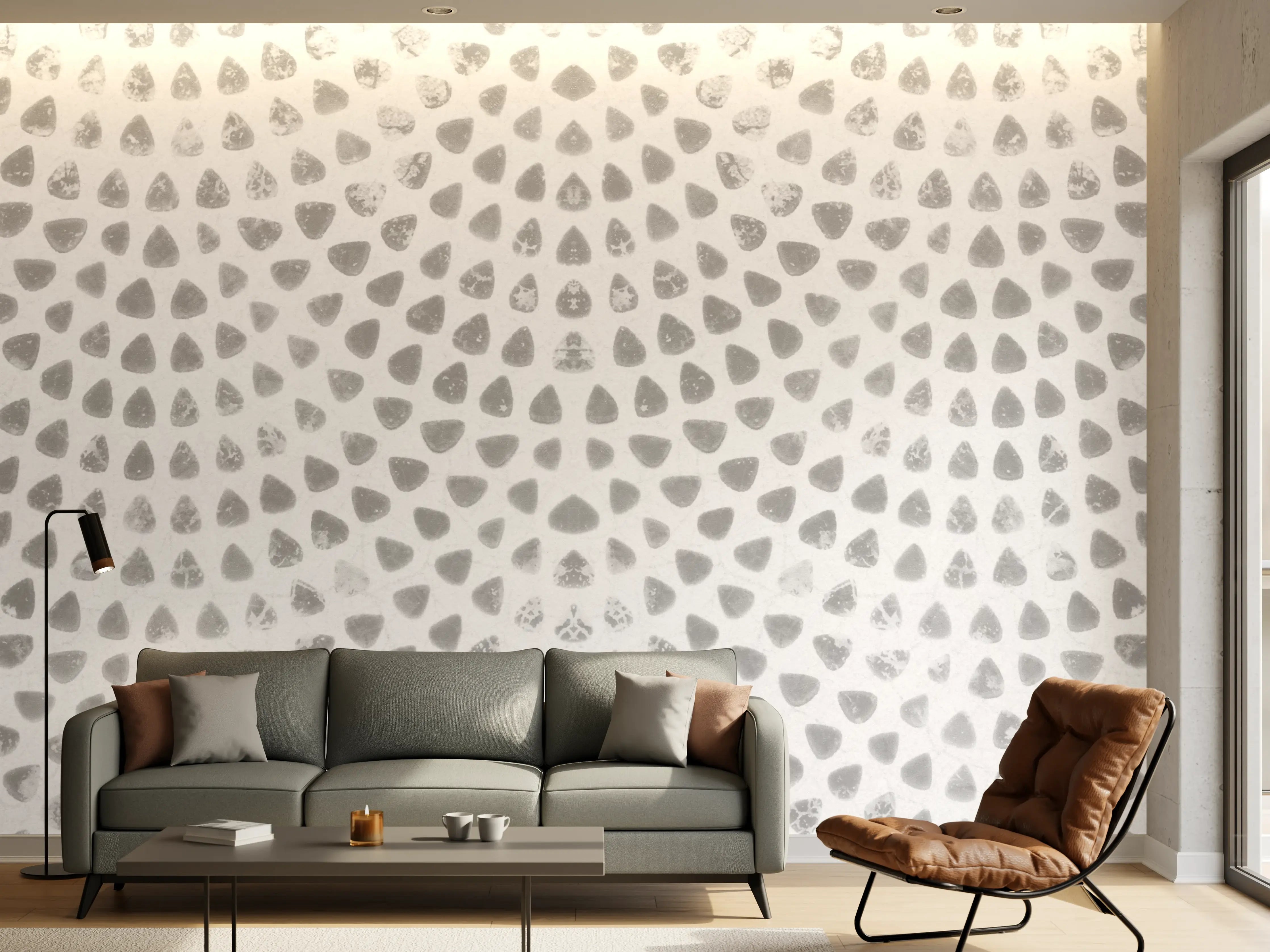 Wandverkleidung Wohnzimmer - Weiße geometrisches Stempelmuster