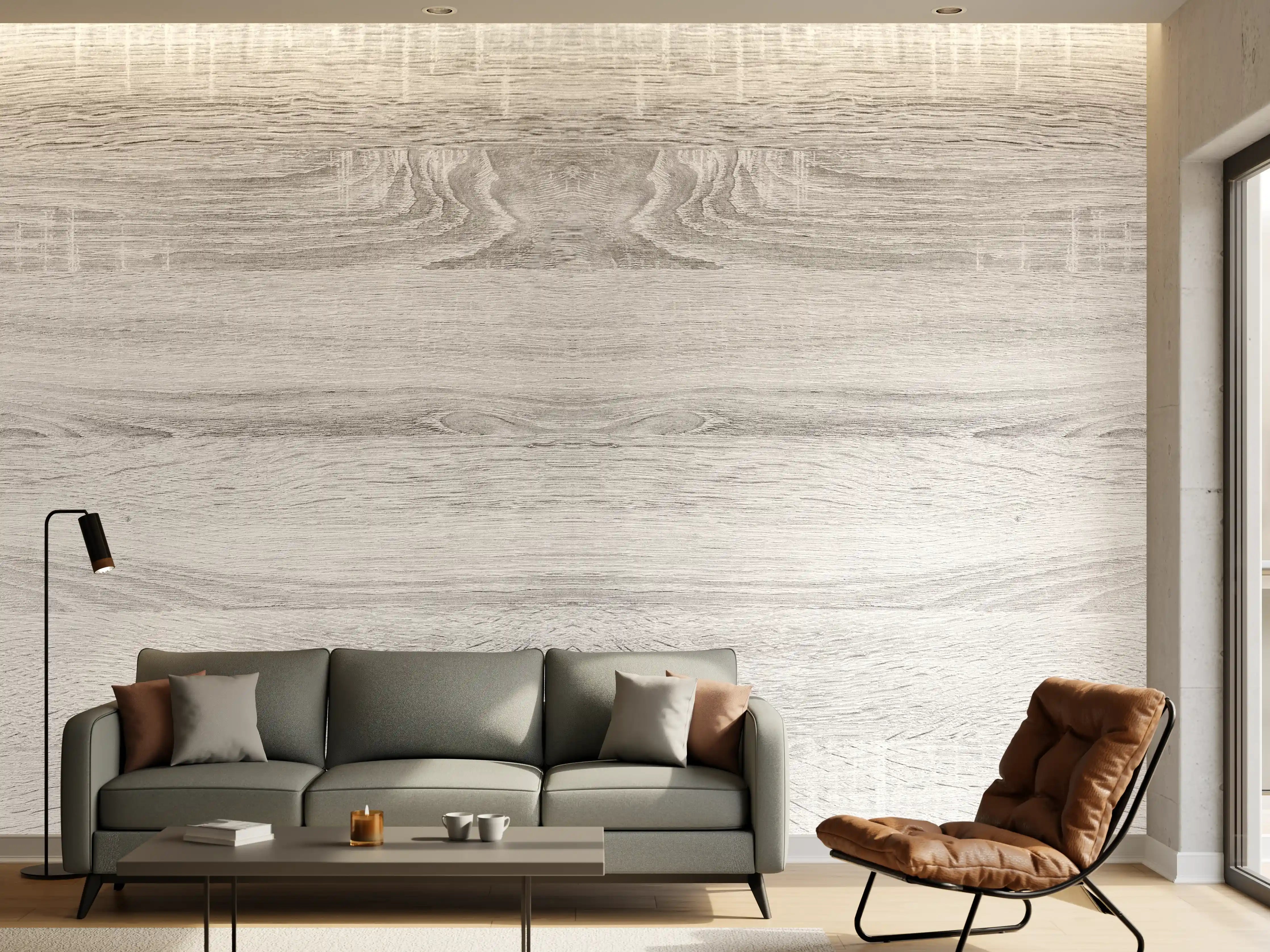 Wandverkleidung Wohnzimmer - Weiße helle verwitterte Holztextur