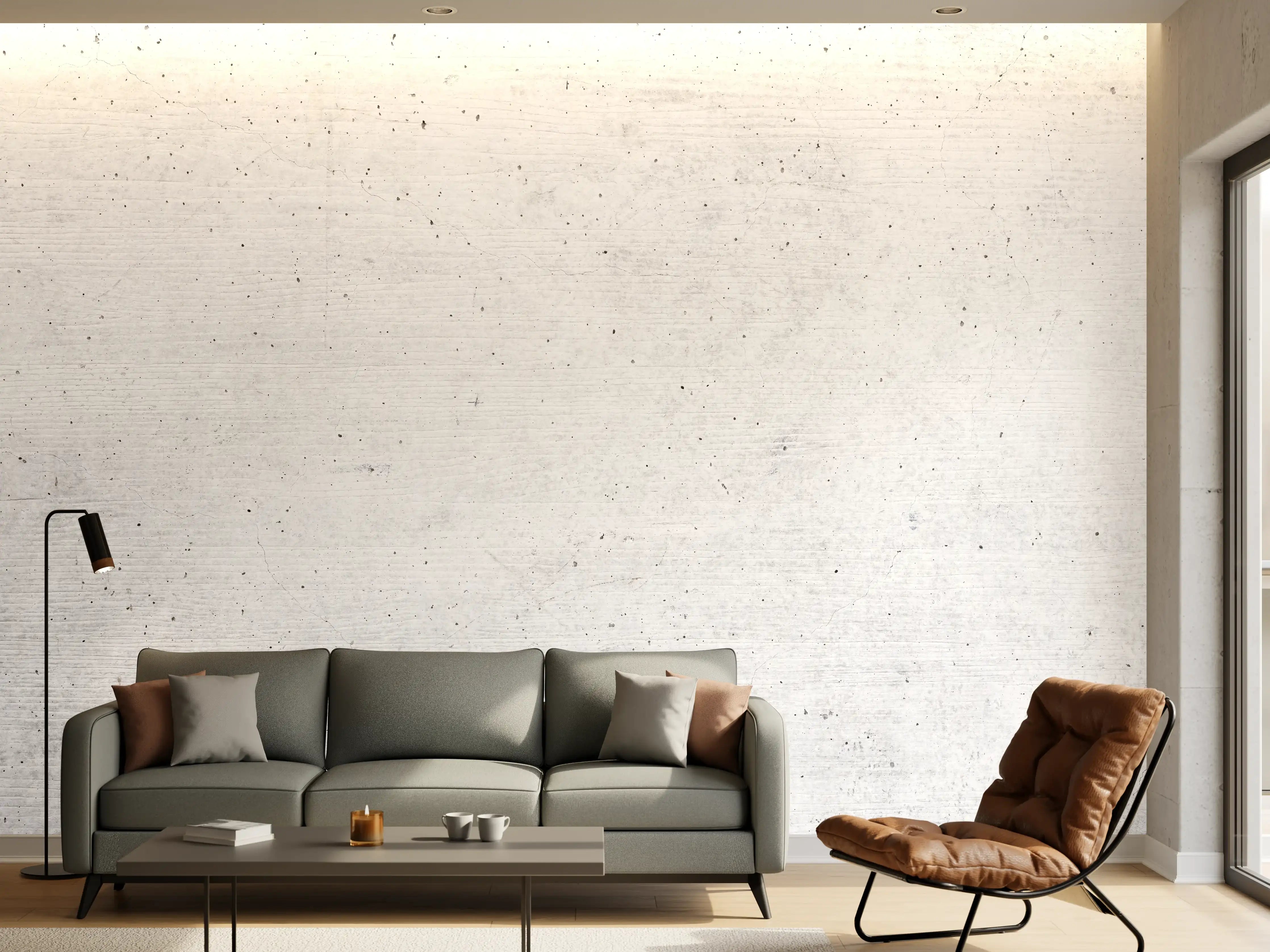 Wandverkleidung Wohnzimmer - Weiße historische Betonwand