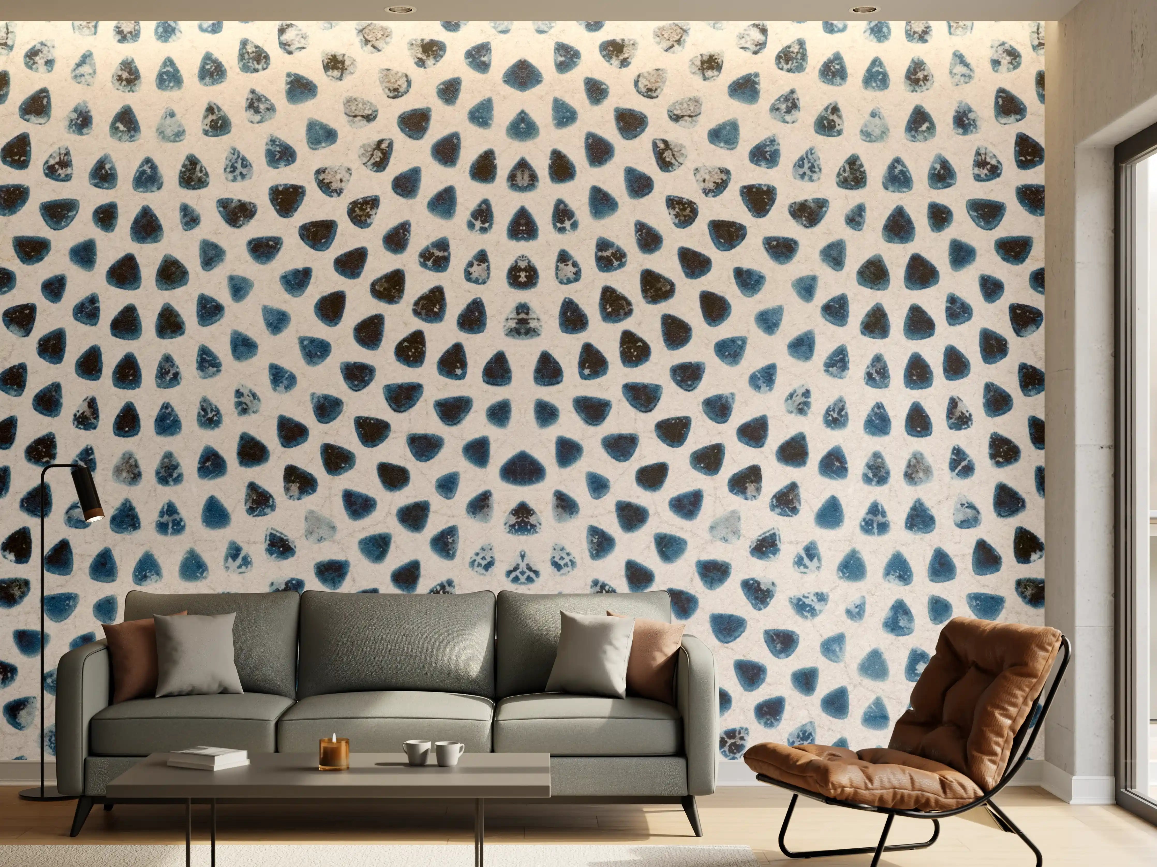 Wandverkleidung Wohnzimmer - Weiße kreisförmige Retro-Fliesen