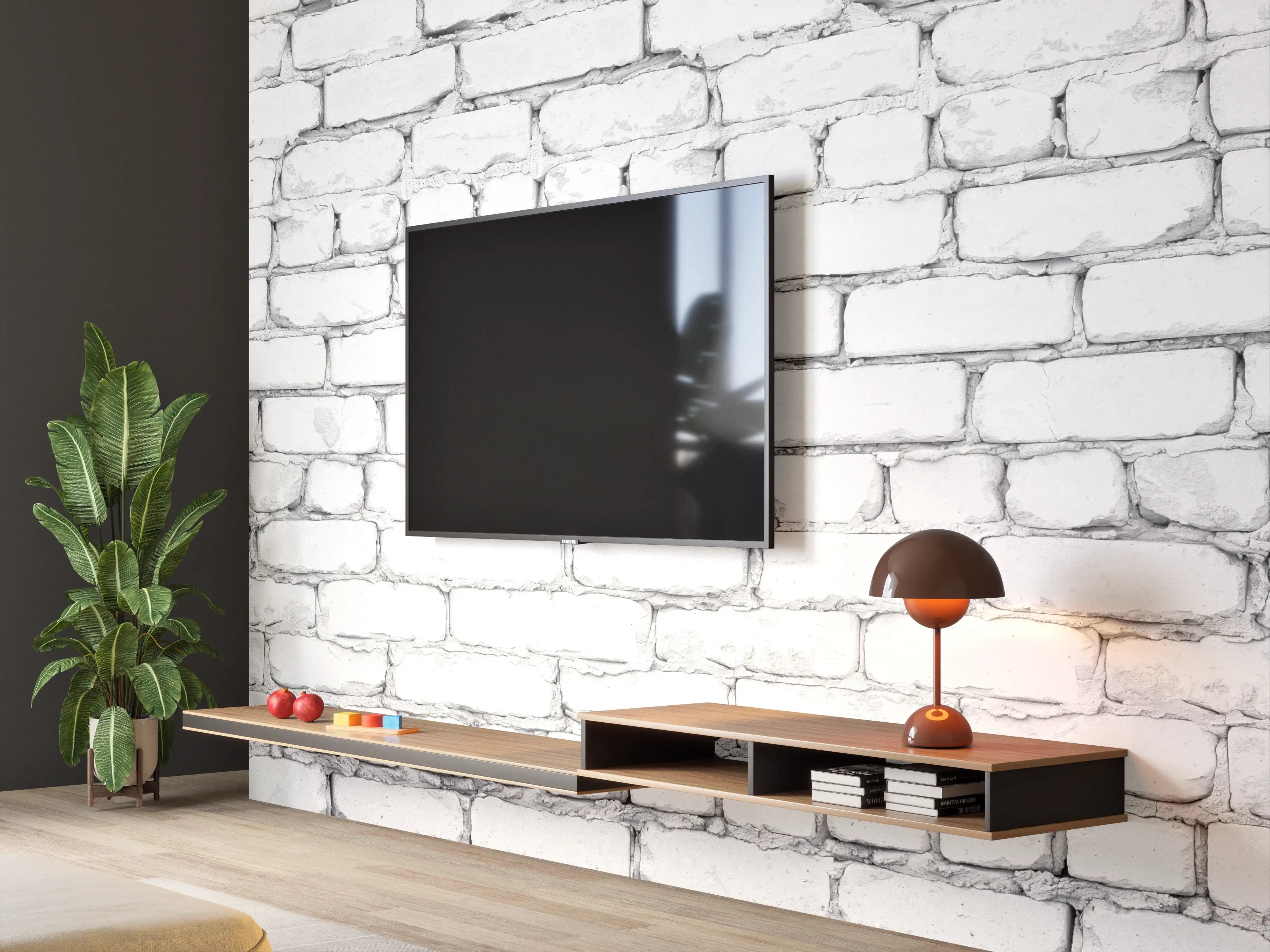 Wandverkleidung Wohnzimmer - Weiße raue Backsteinmauer