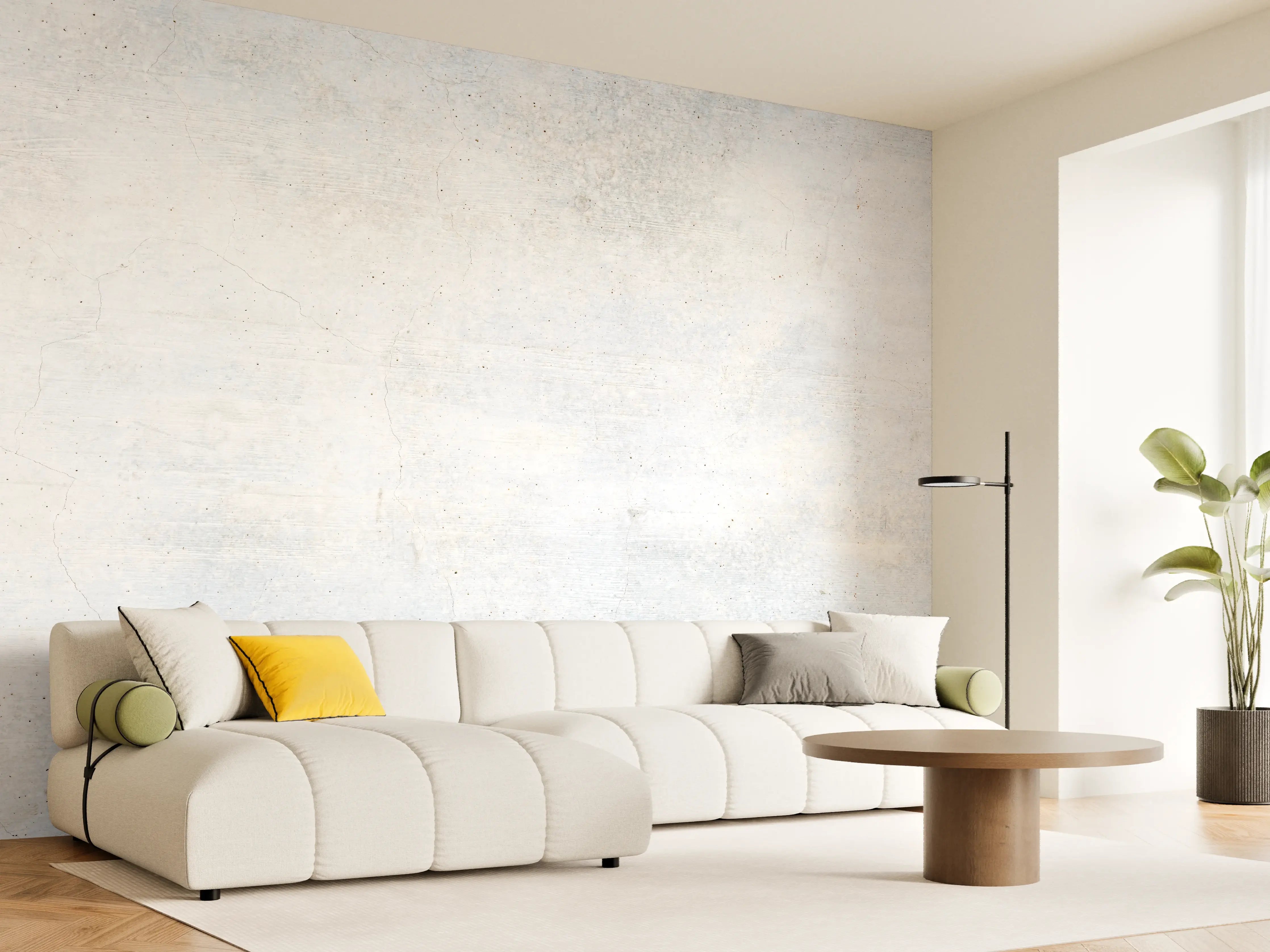 Wandverkleidung Wohnzimmer - Weiße verwitterte Betonwand