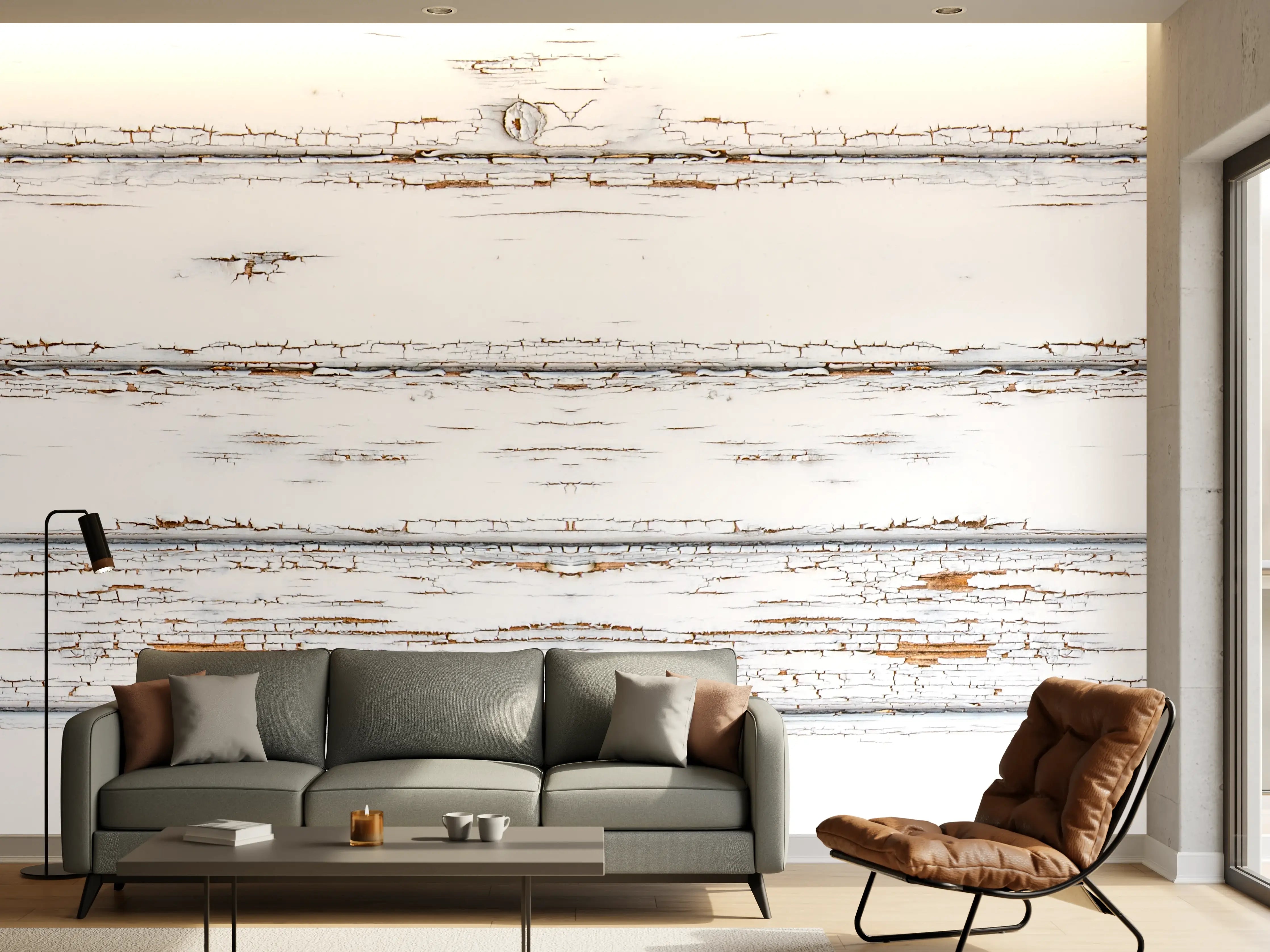 Wandverkleidung Wohnzimmer - Weiße zerfallenden Holz