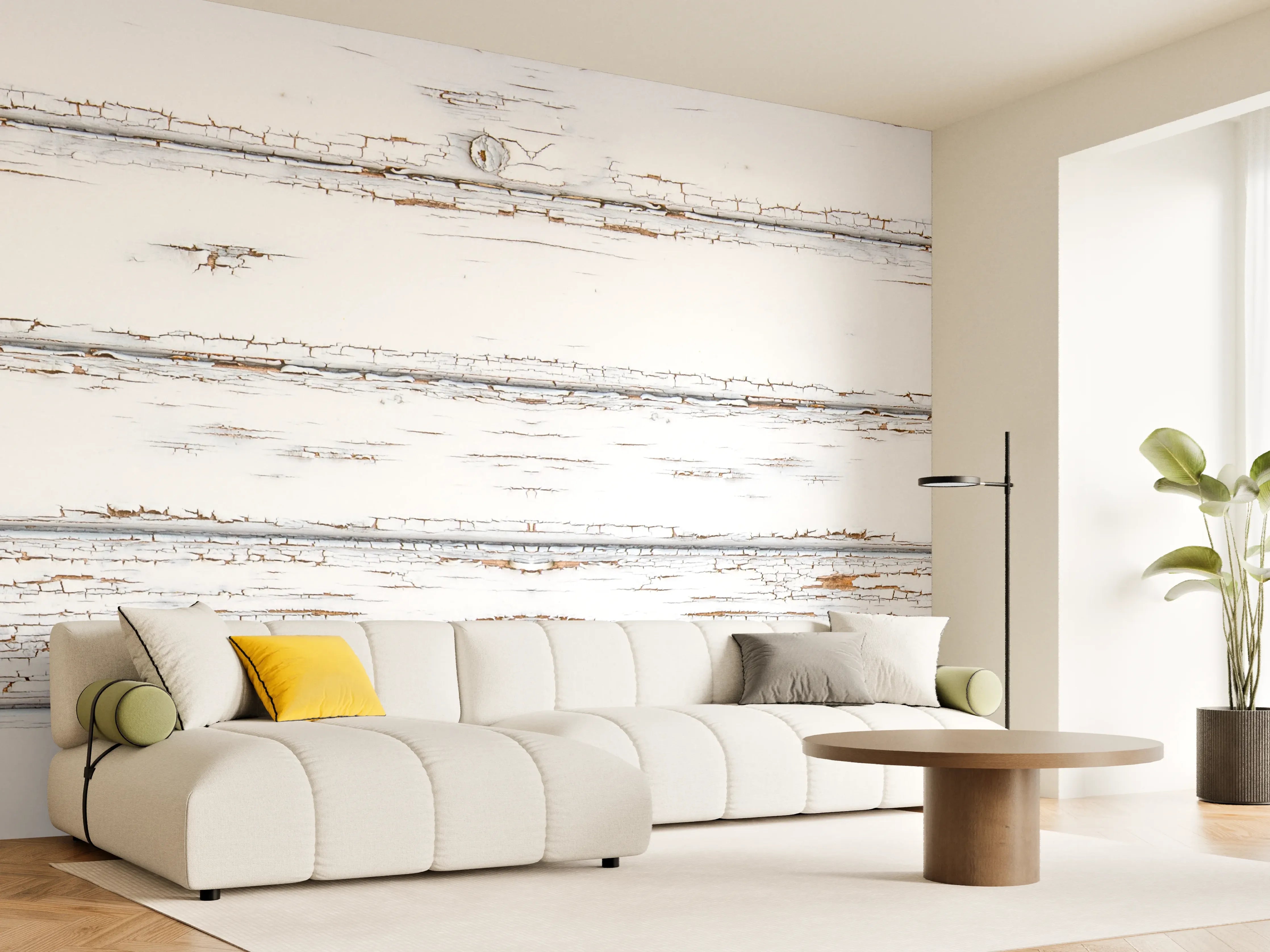 Wandverkleidung Wohnzimmer - Weiße zerfallenden Holz