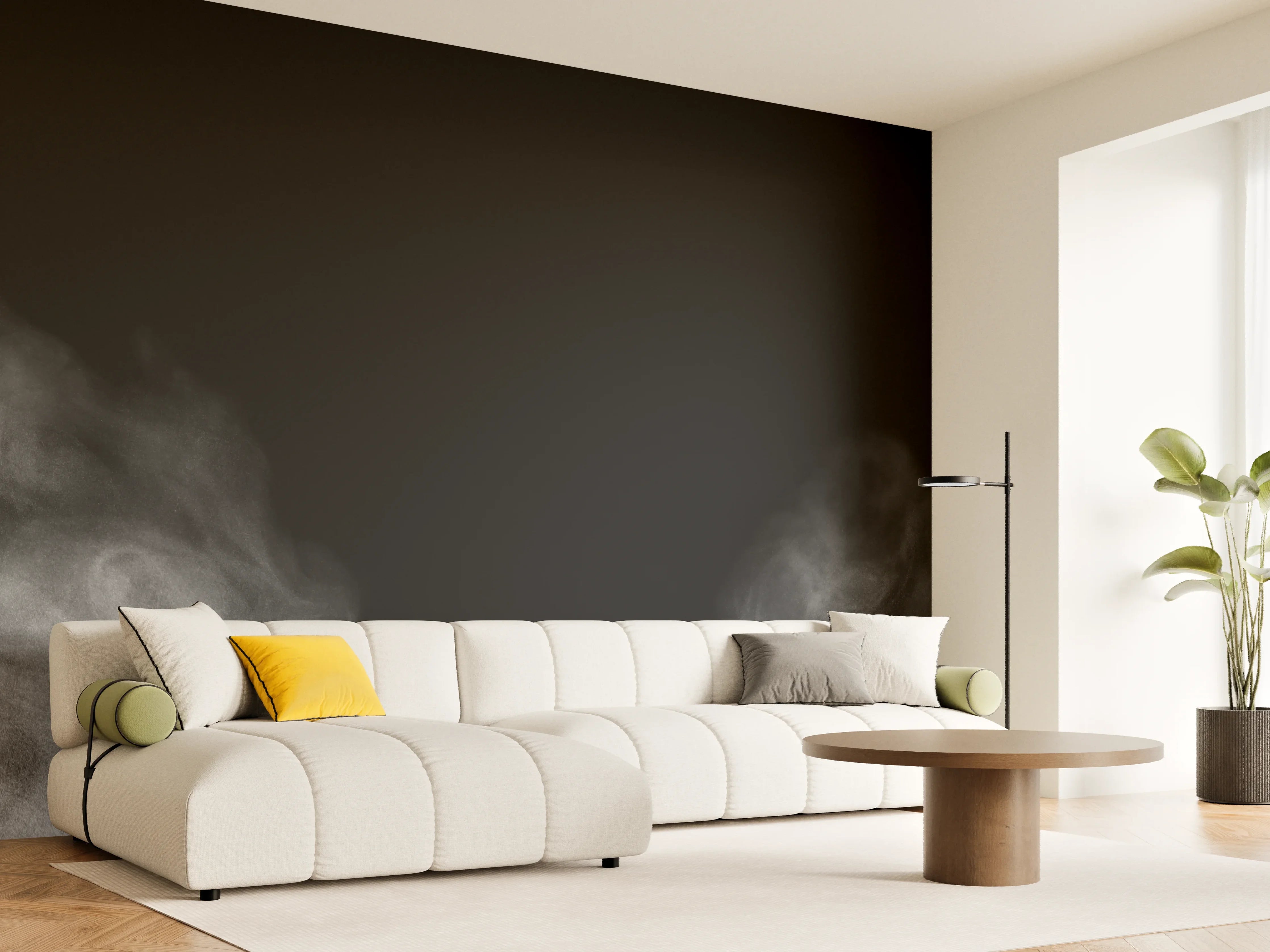 Wandverkleidung Wohnzimmer - Weißer Dampf