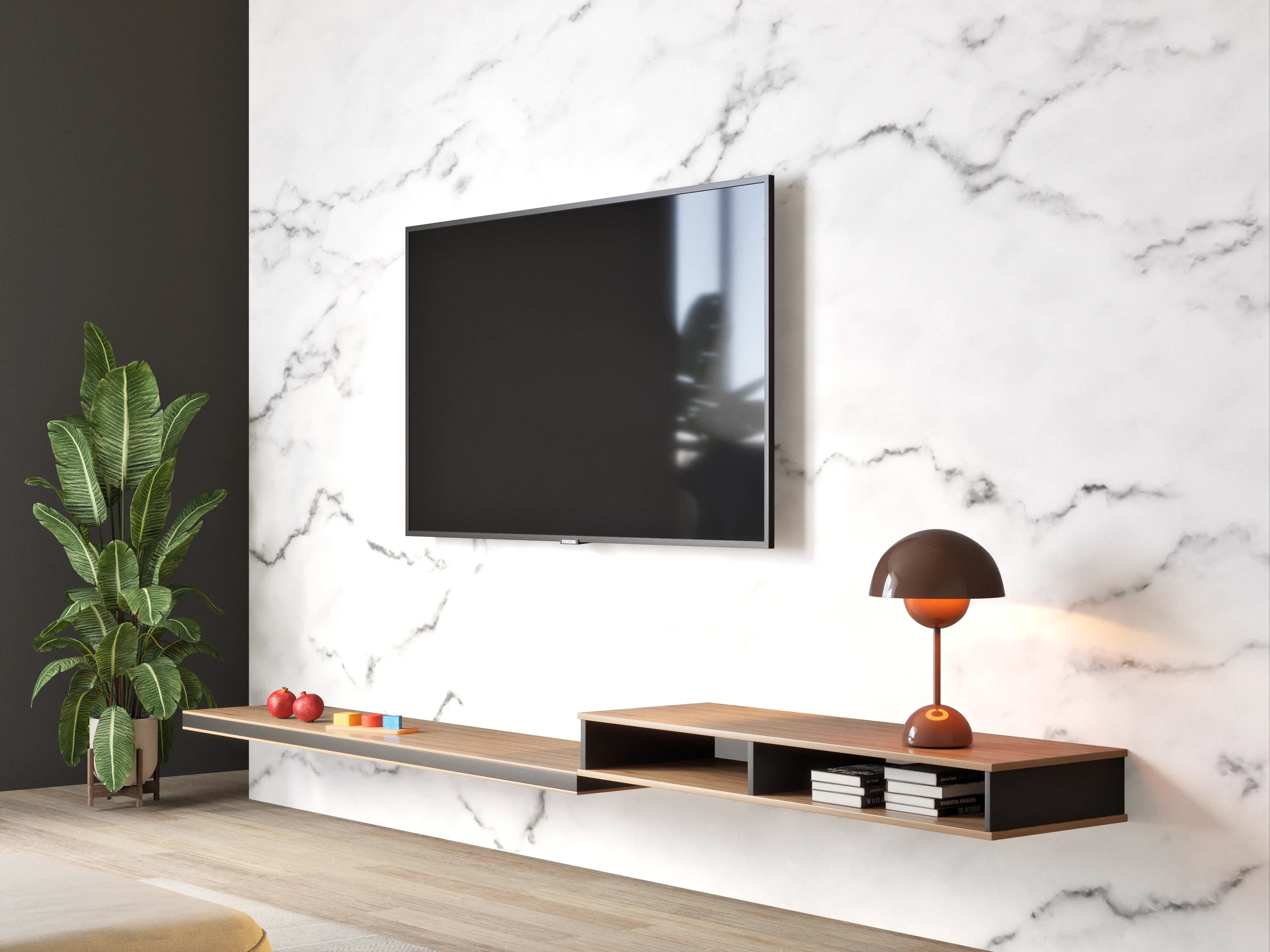 Wandverkleidung Wohnzimmer - Weißer Marmor