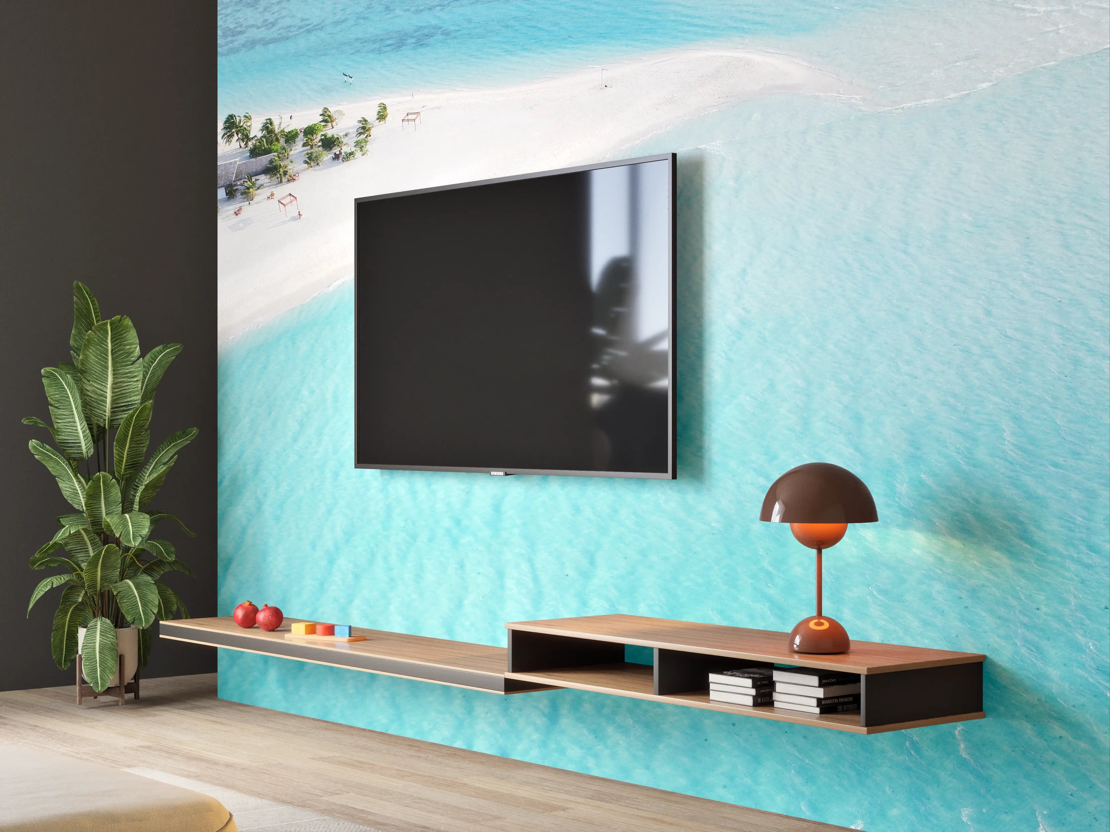Wandverkleidung Wohnzimmer - Weißer Strand im sanften Grau