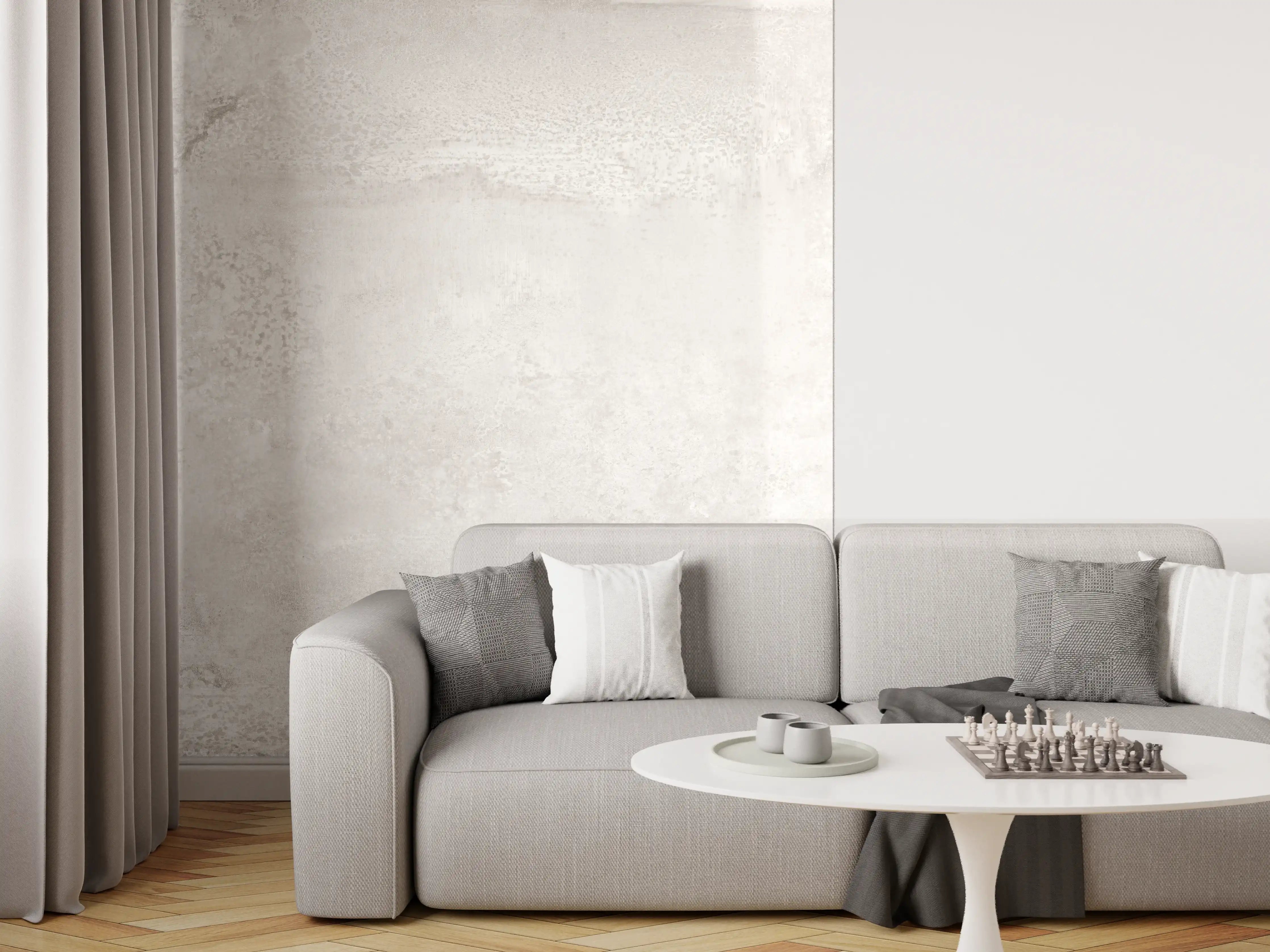 Wandverkleidung Wohnzimmer - Weißer Wandhintergrund