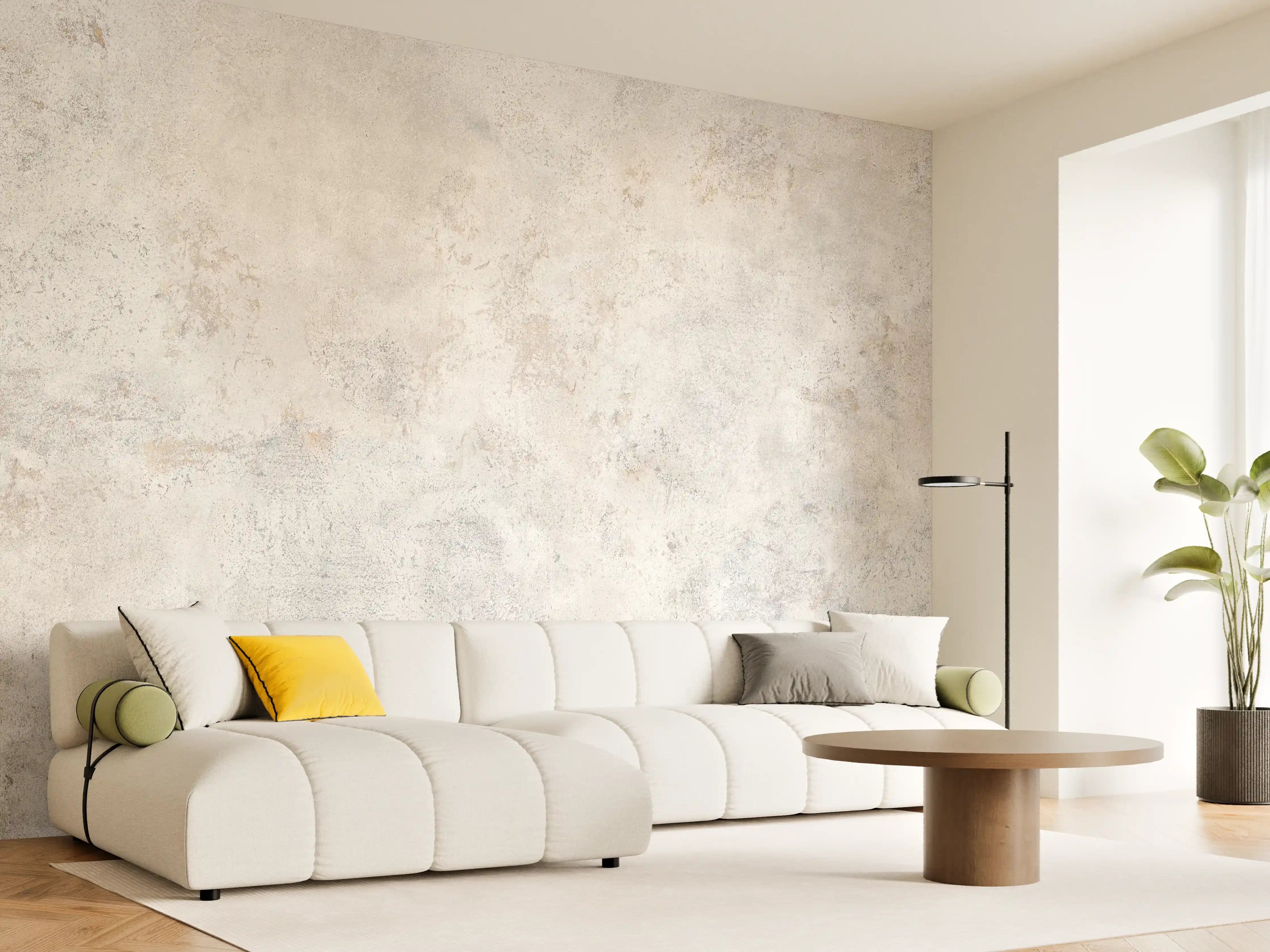 Wandverkleidung Wohnzimmer - Weißer abgenutzter Marmor