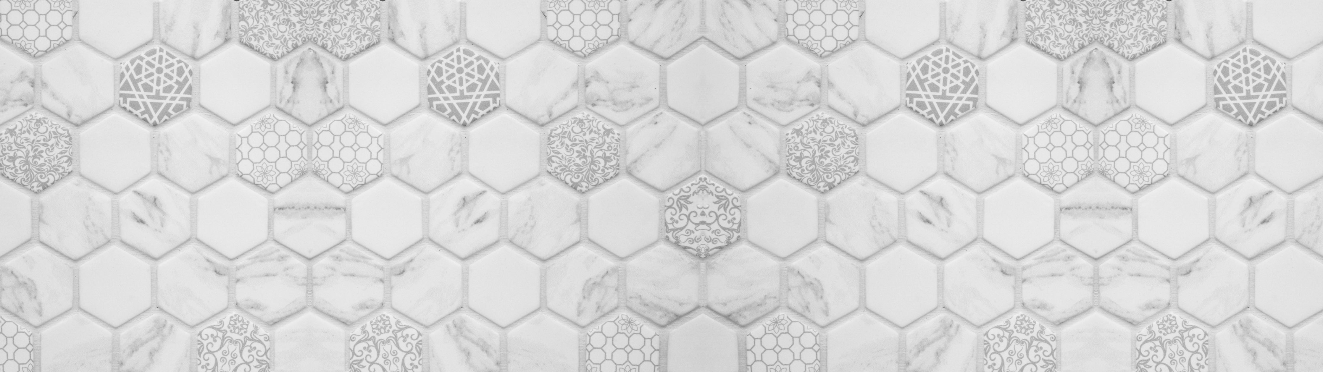 Wandverkleidung Wohnzimmer-Weißes Hexagon-Marmor-Mosaik
