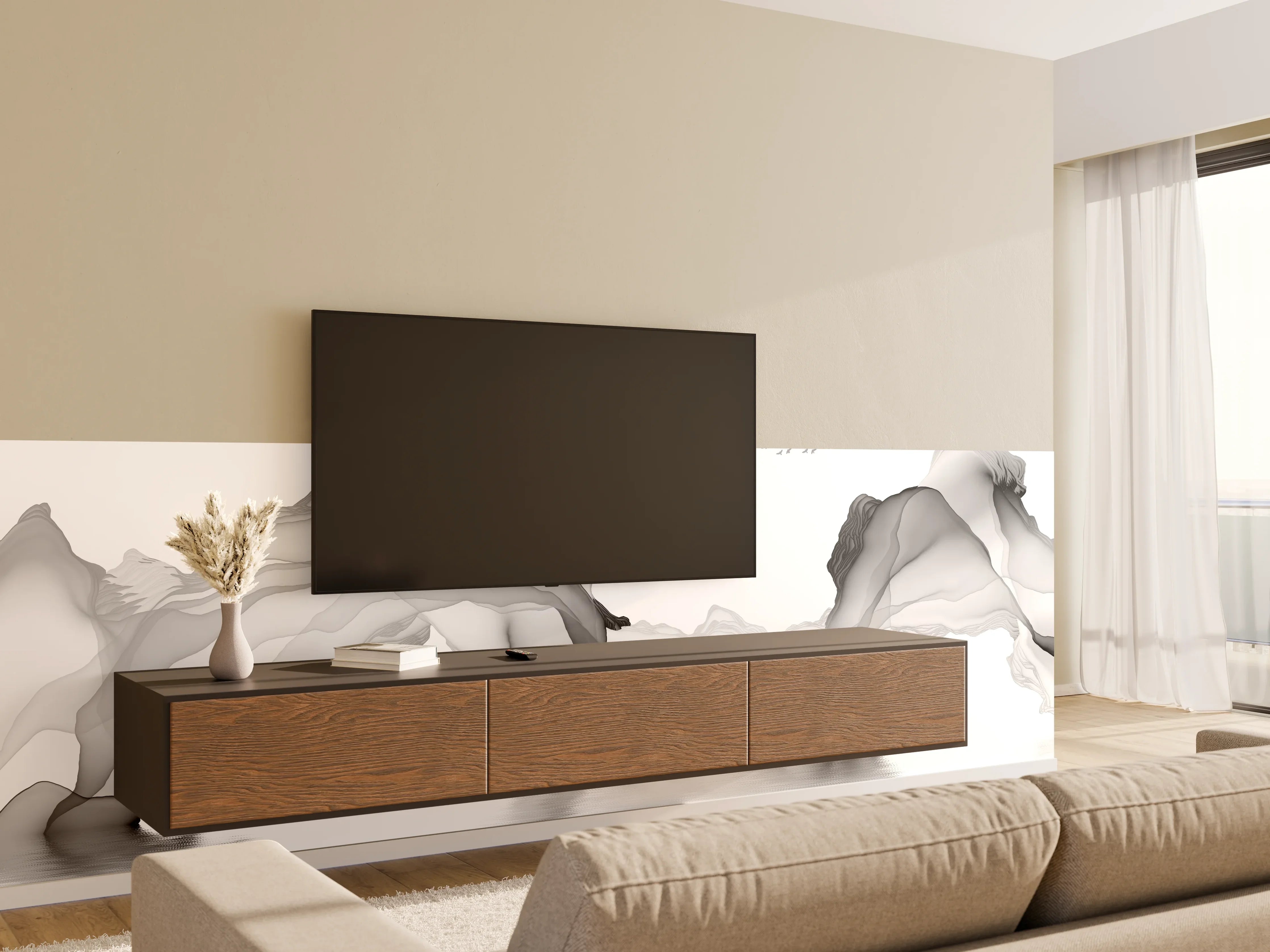 Wandverkleidung Wohnzimmer - Weißes Meer Gemälde