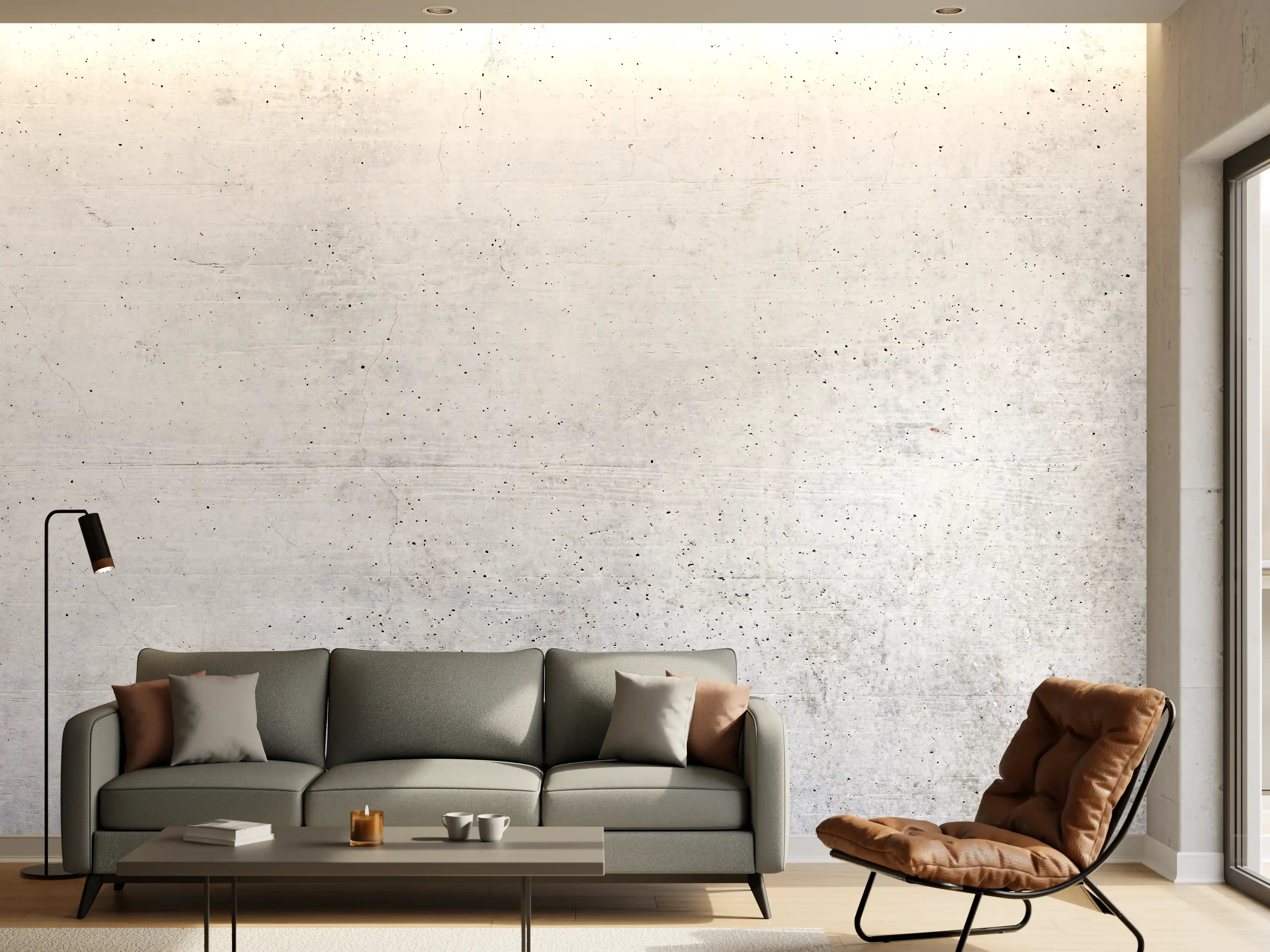 Wandverkleidung Wohnzimmer - Weißes Zement Design