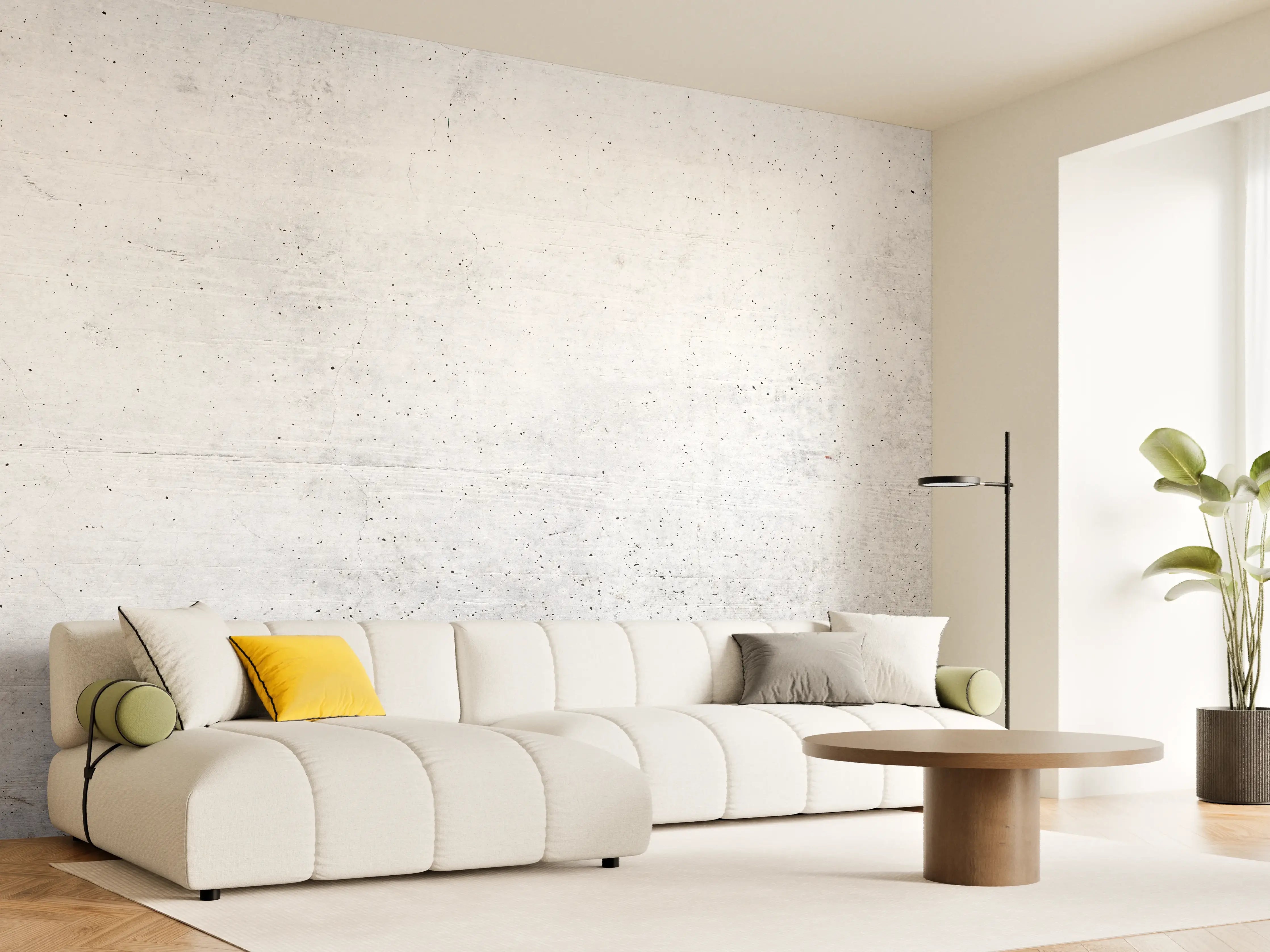 Wandverkleidung Wohnzimmer - Weißes Zement Design