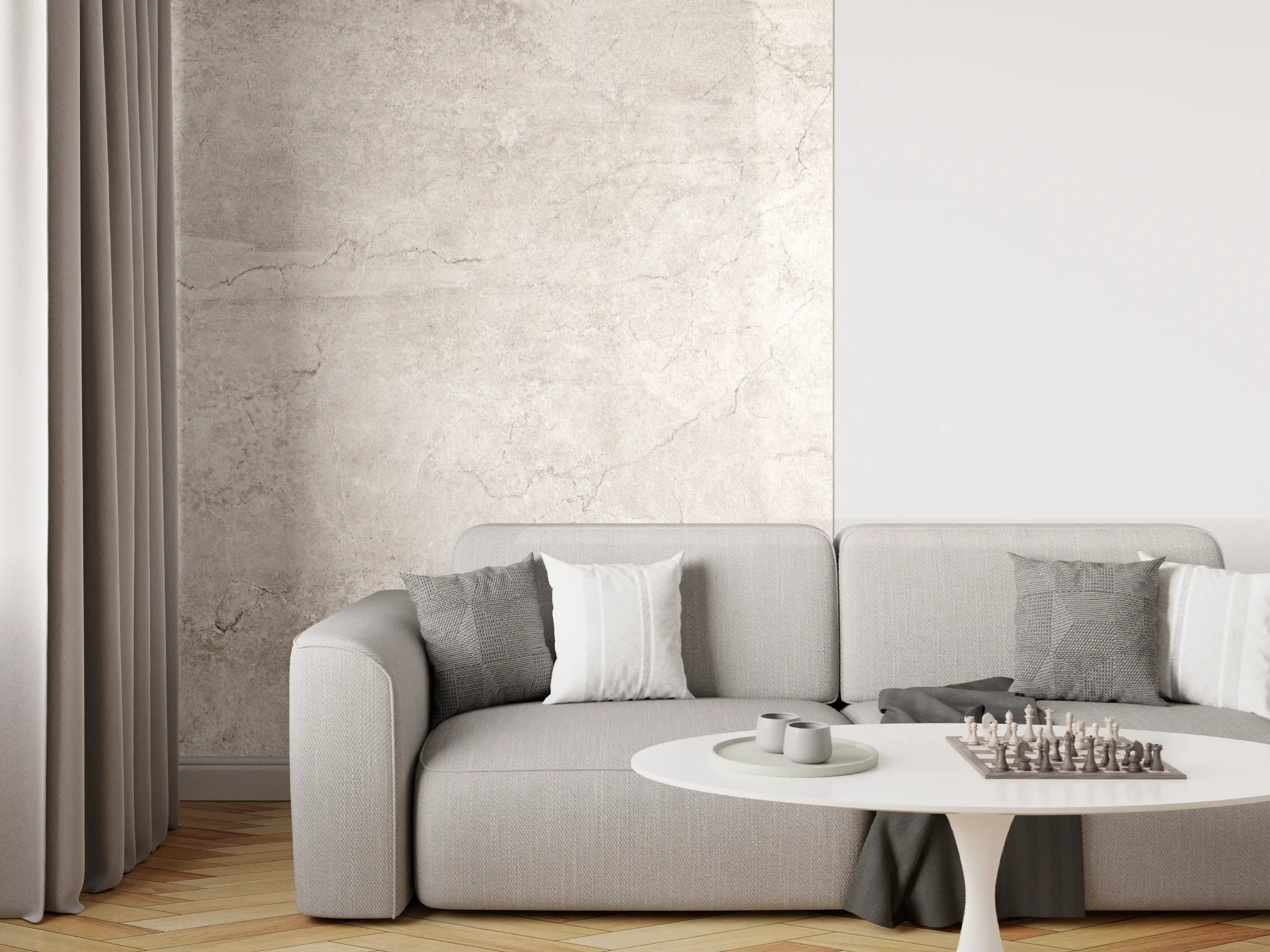 Wandverkleidung Wohnzimmer - Weißliche Zement Textur