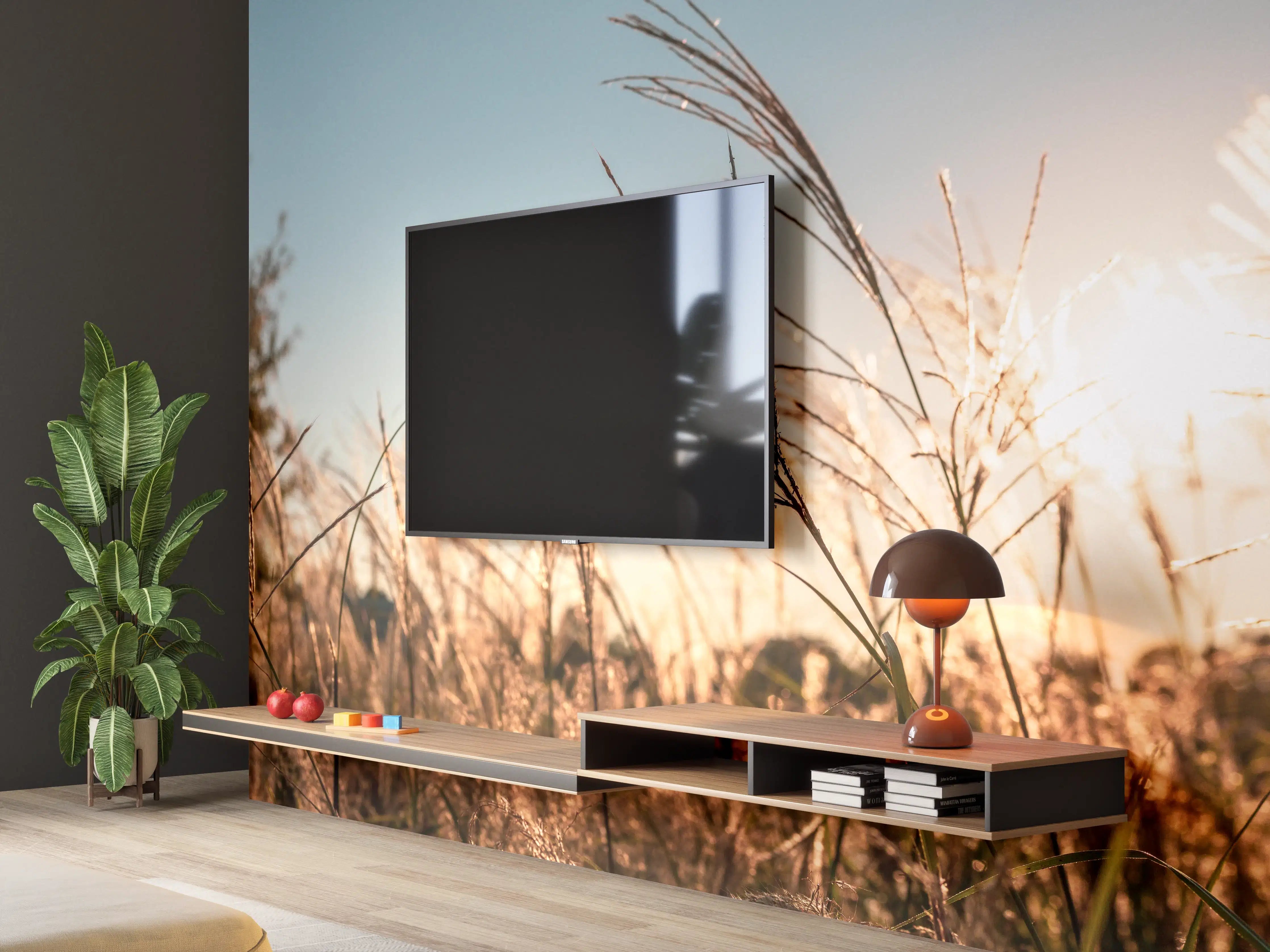 Wandverkleidung Wohnzimmer - Weizenfeld in der Sonne