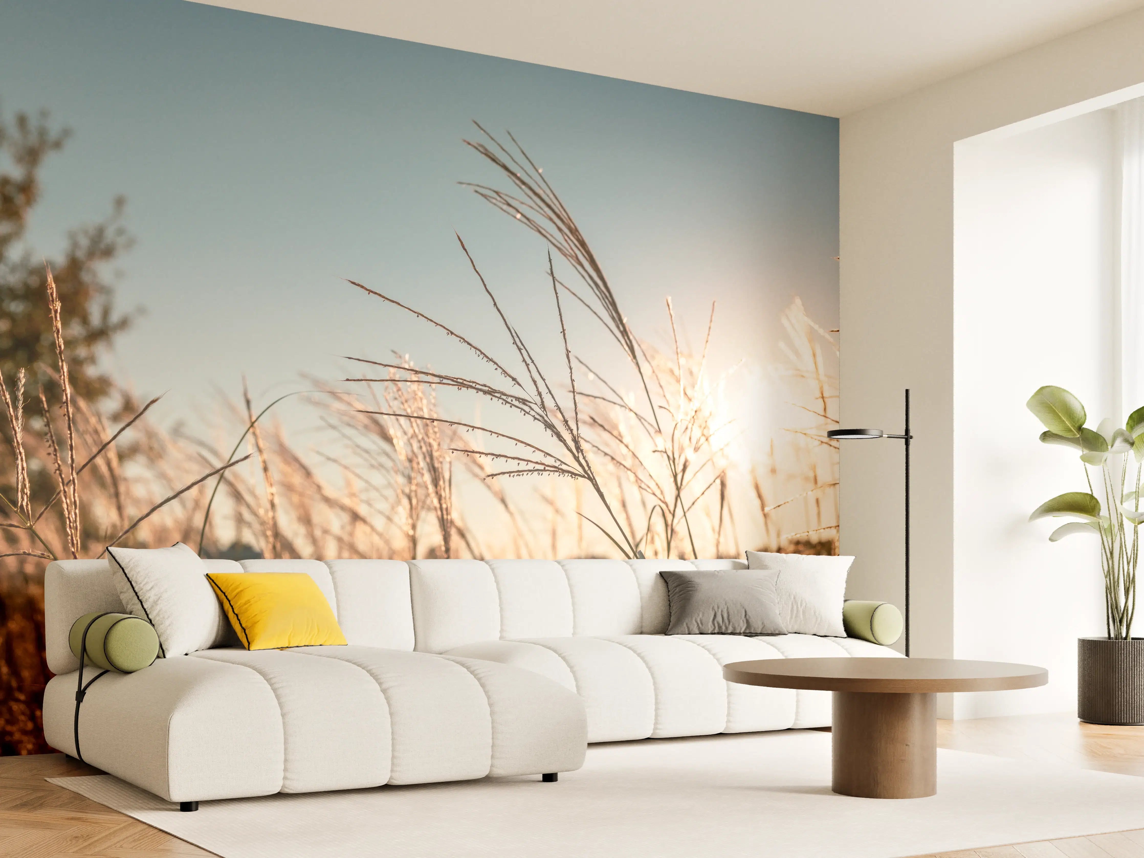 Wandverkleidung Wohnzimmer - Weizenfeld in der Sonne