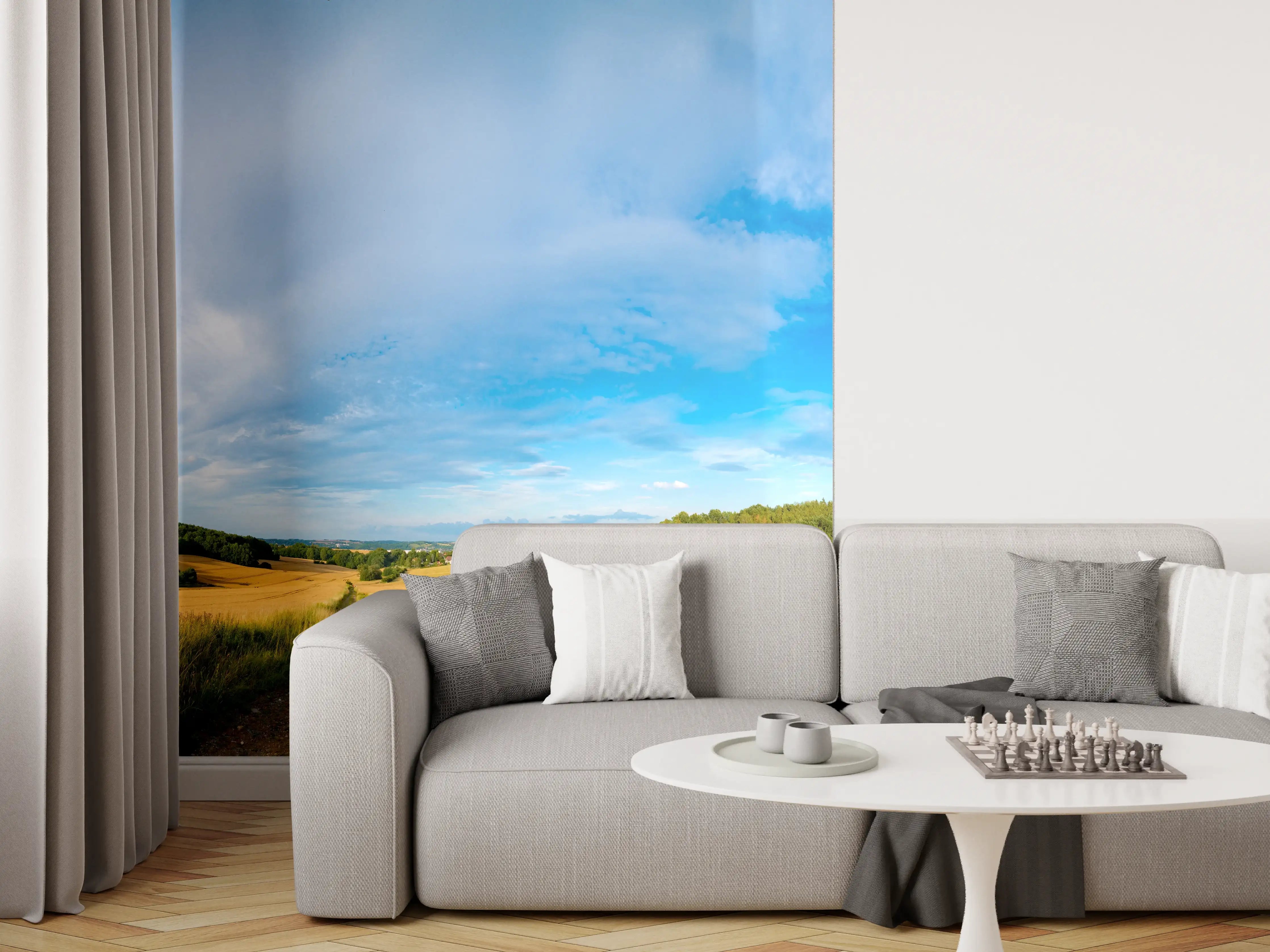 Wandverkleidung Wohnzimmer - Weizenfeldes am Morgen - Kansas