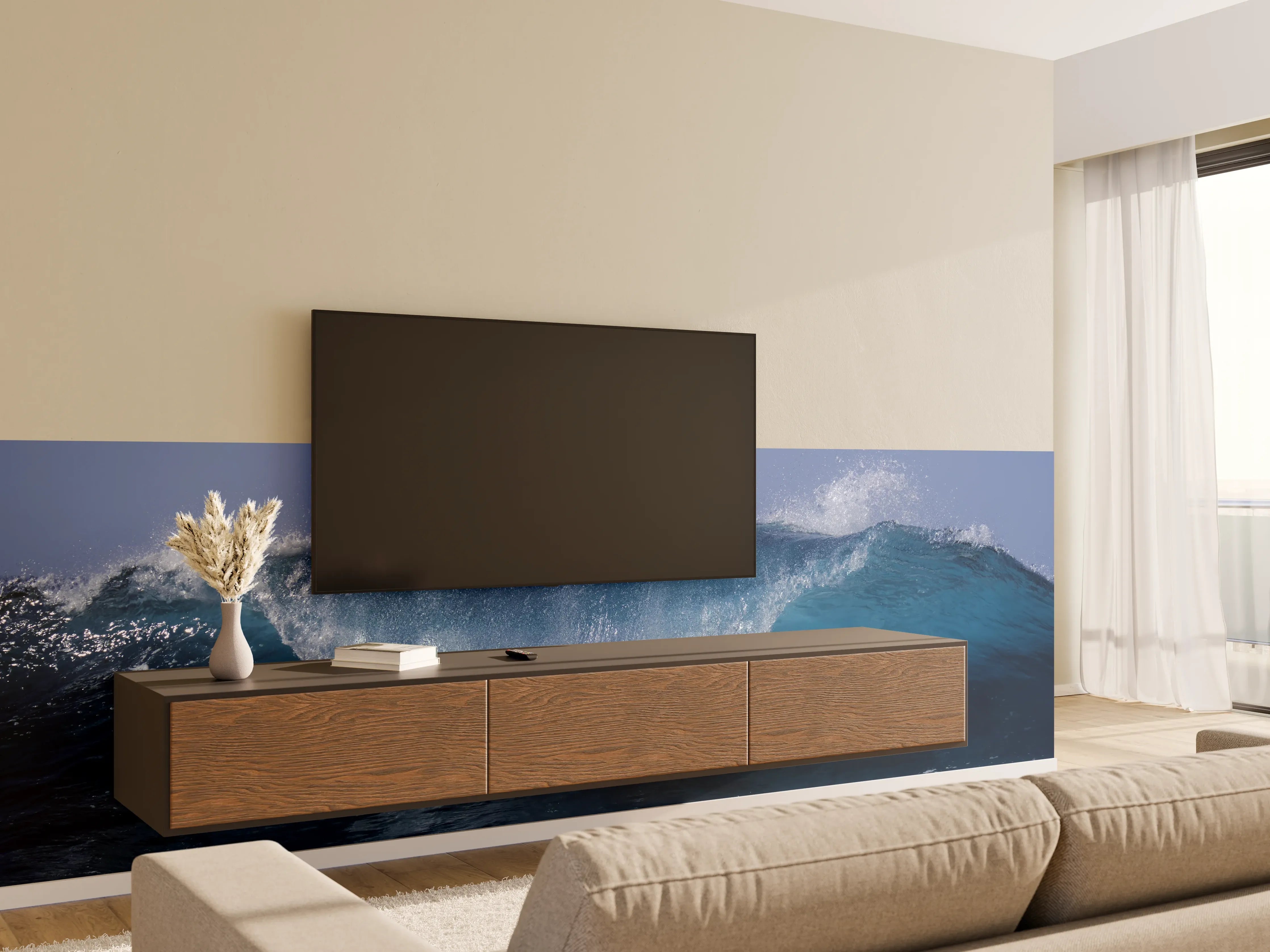 Wandverkleidung Wohnzimmer - Wellen im Meer – Natur pur