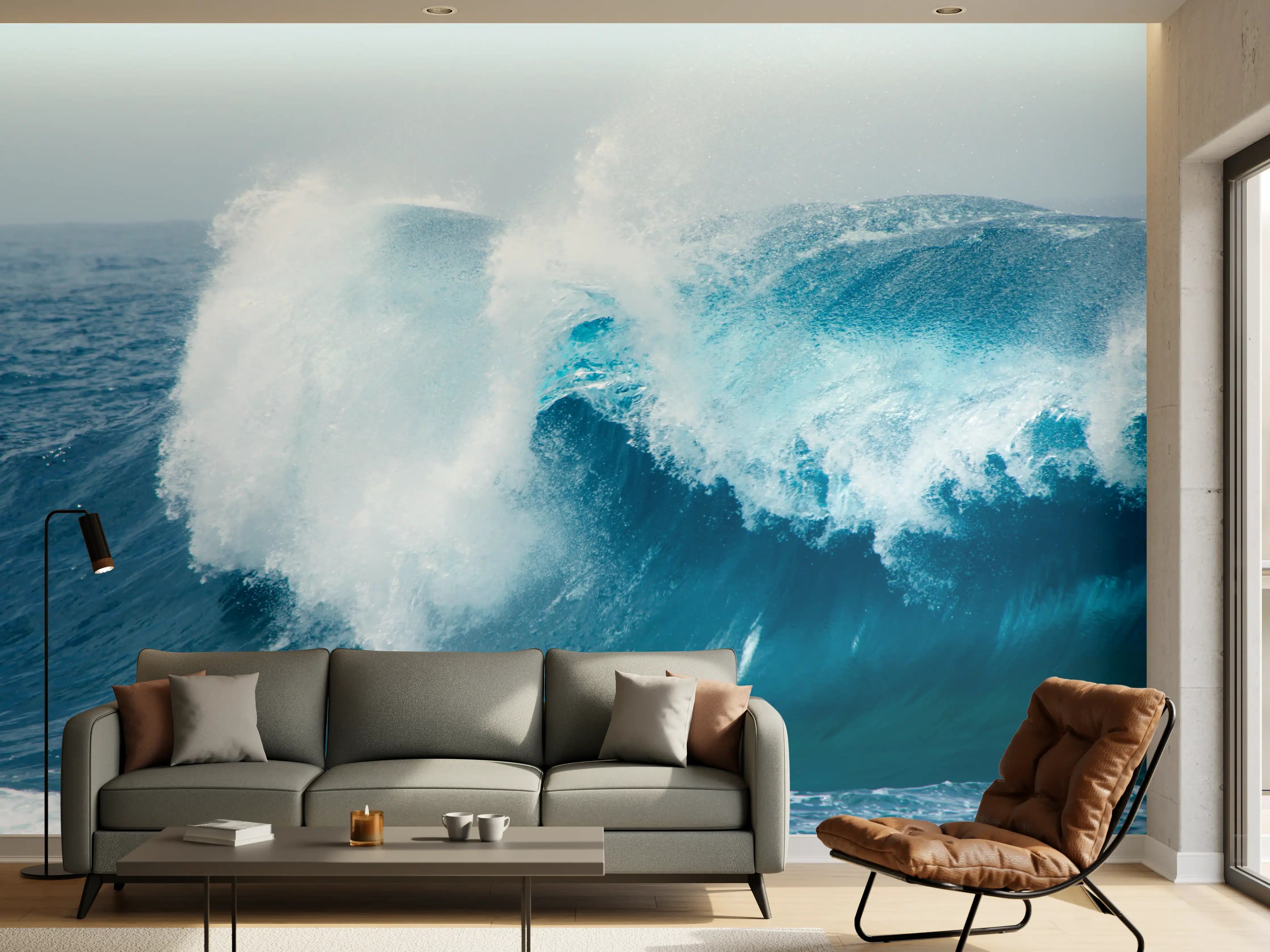 Wandverkleidung Wohnzimmer - Wellenmeer in Bewegung