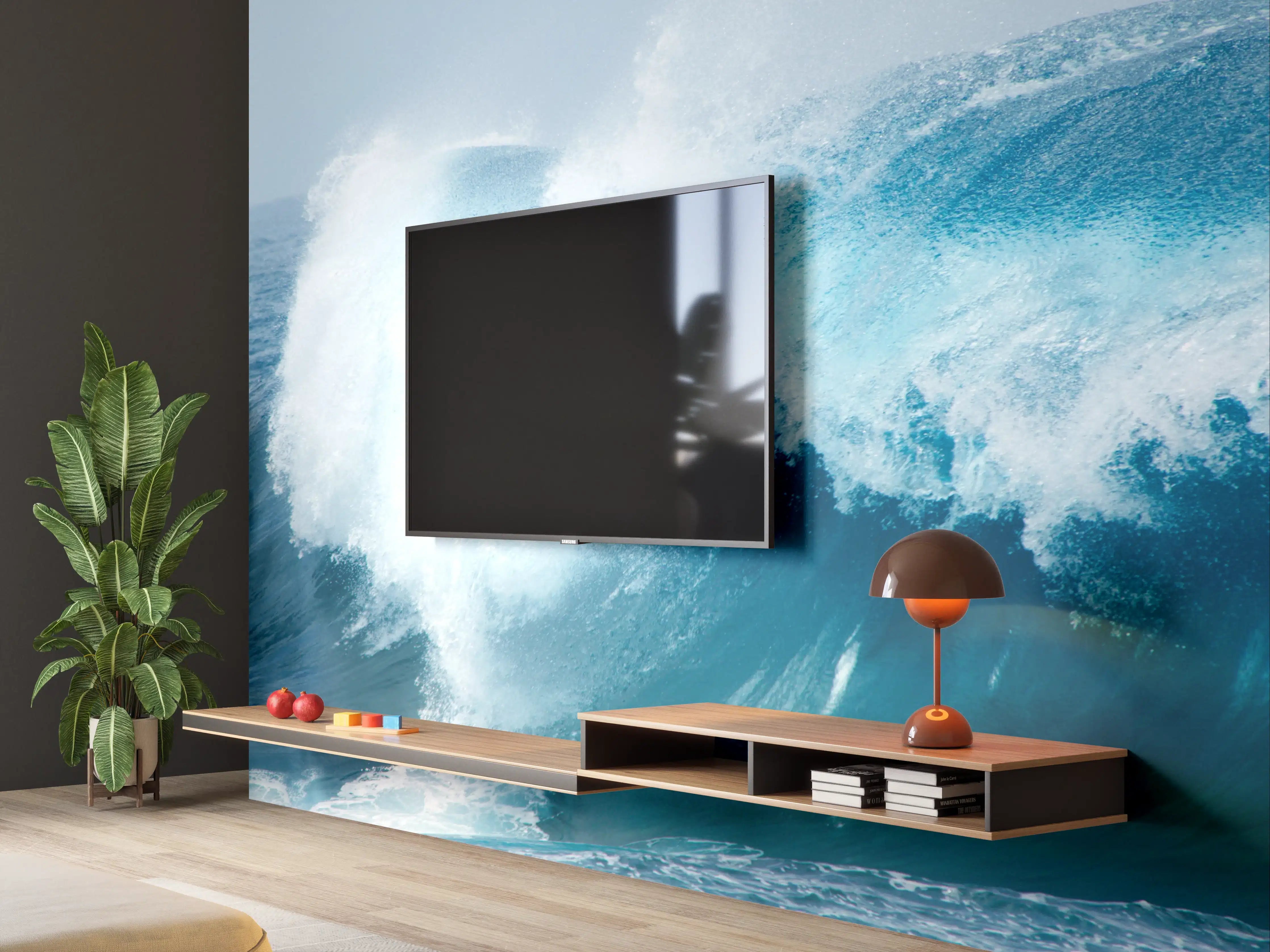 Wandverkleidung Wohnzimmer - Wellenmeer in Bewegung